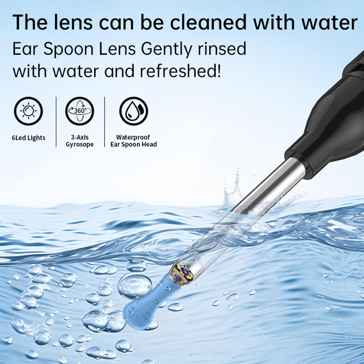Ear Wax Removal Tool with 1080P Camera - FDA Eligible Ear Cleaner with Camera, Ear Camera Wax Removal with 6 LED Lights, 6 Spoons - Ios & Android-Compatible Earwax Removal Kit with Camera for Adults & Kids (Black) - White image number 4