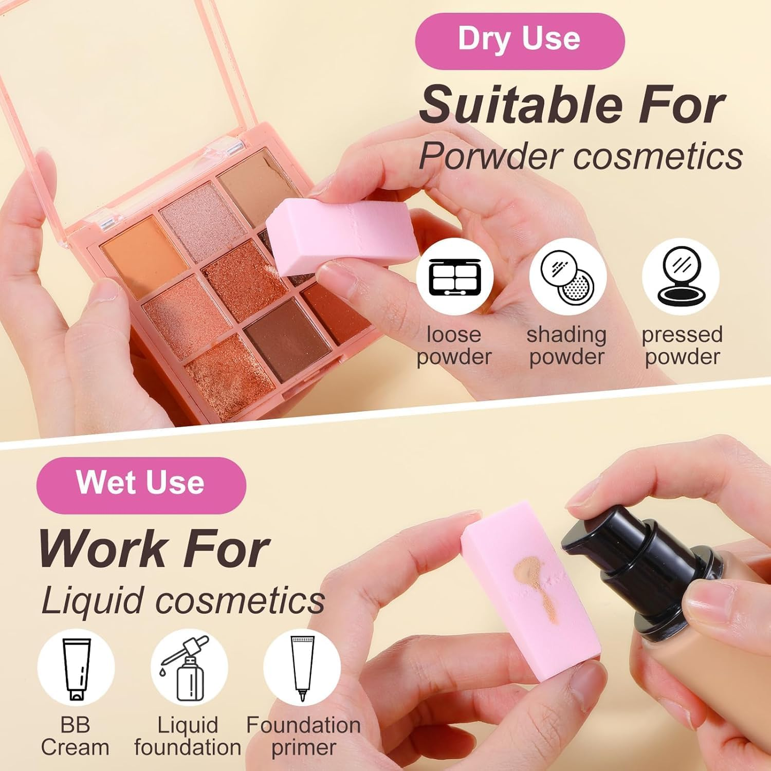 Flyanzebi Triangle Shape Make up Wedge Sponges, 48Pcs, Multicolor, Triangular, Sponge, Wet/Dry Use, Blending Makeup, Applying Foundation/Concealer