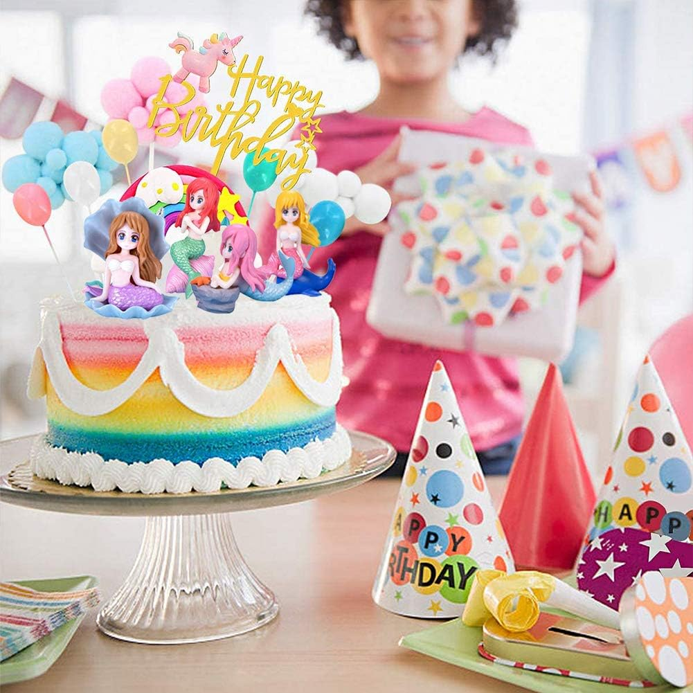 Cake Toppers Mermaid Cake Decoration Kids Cupcake Toppers Birthday Topper Mermaid Party Decorations Cake Ornaments for Girls Mermaid Shell 4 Pcs image number 6