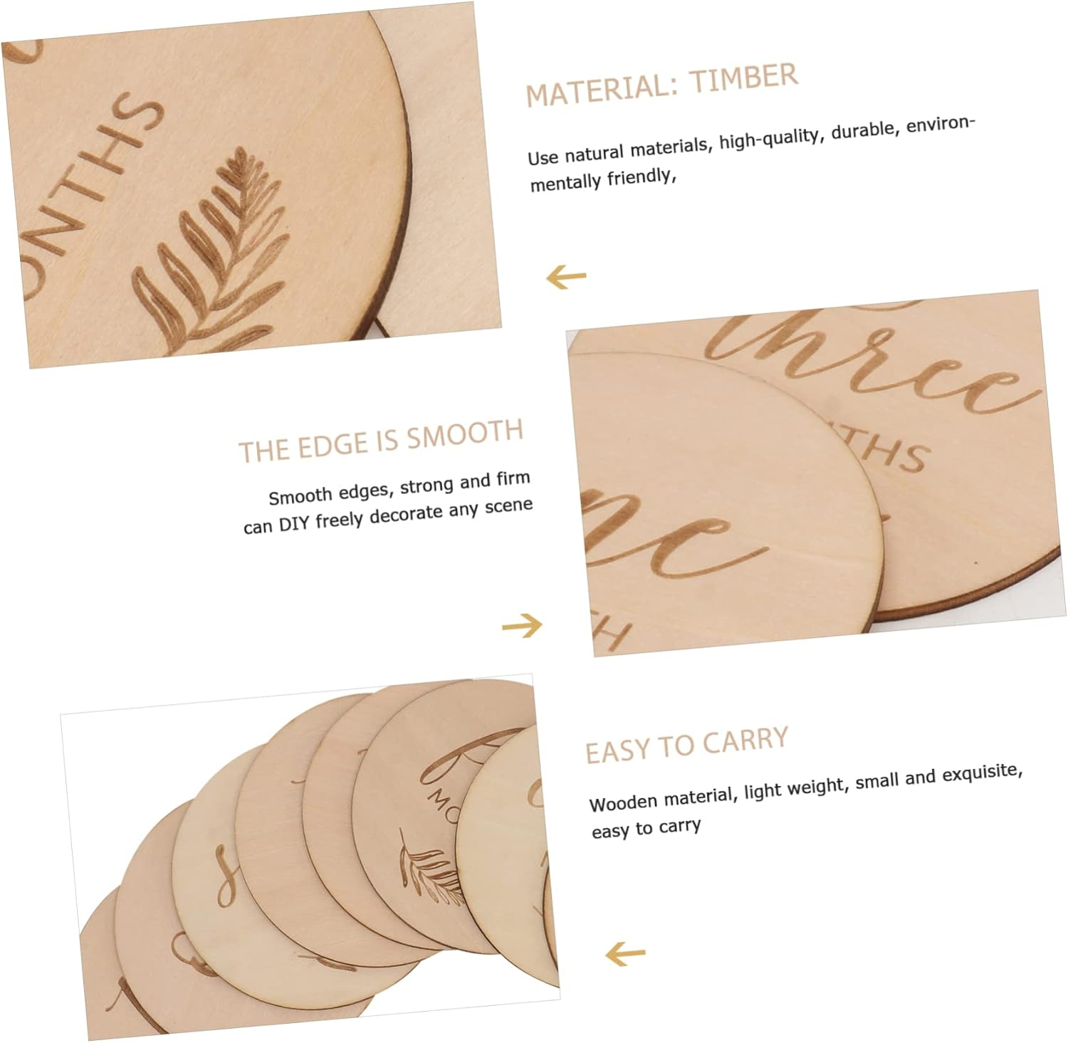 12Pcs Wooden Milestone Discs Photo Props for Milestone Cards Newborn Footprint Decoration Safe Skin-Friendly image number 5