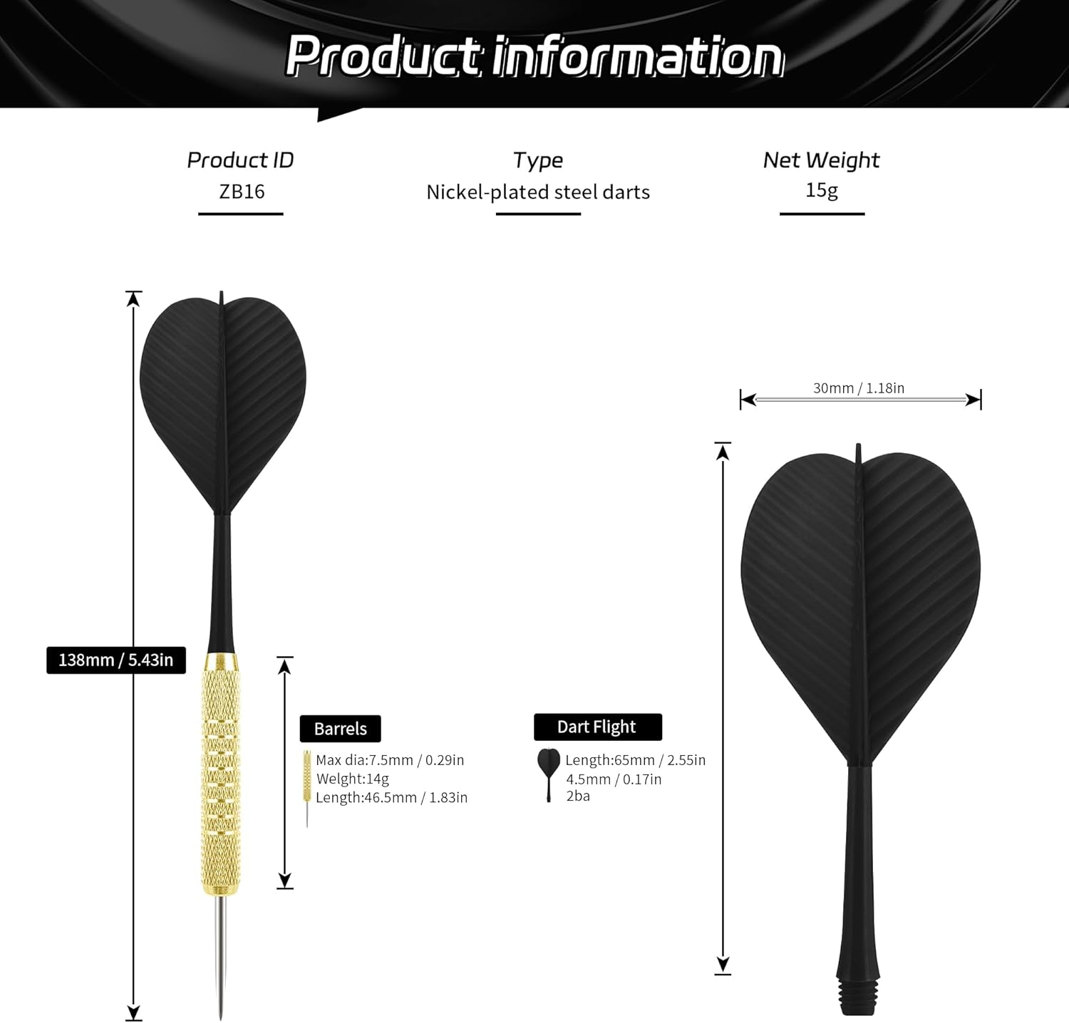 Cyeelife Steel Tip Darts,12 Pack Metal Tip Dart Set, Darts Metal Tip Set, Metal Darts for Dartboard image number 5