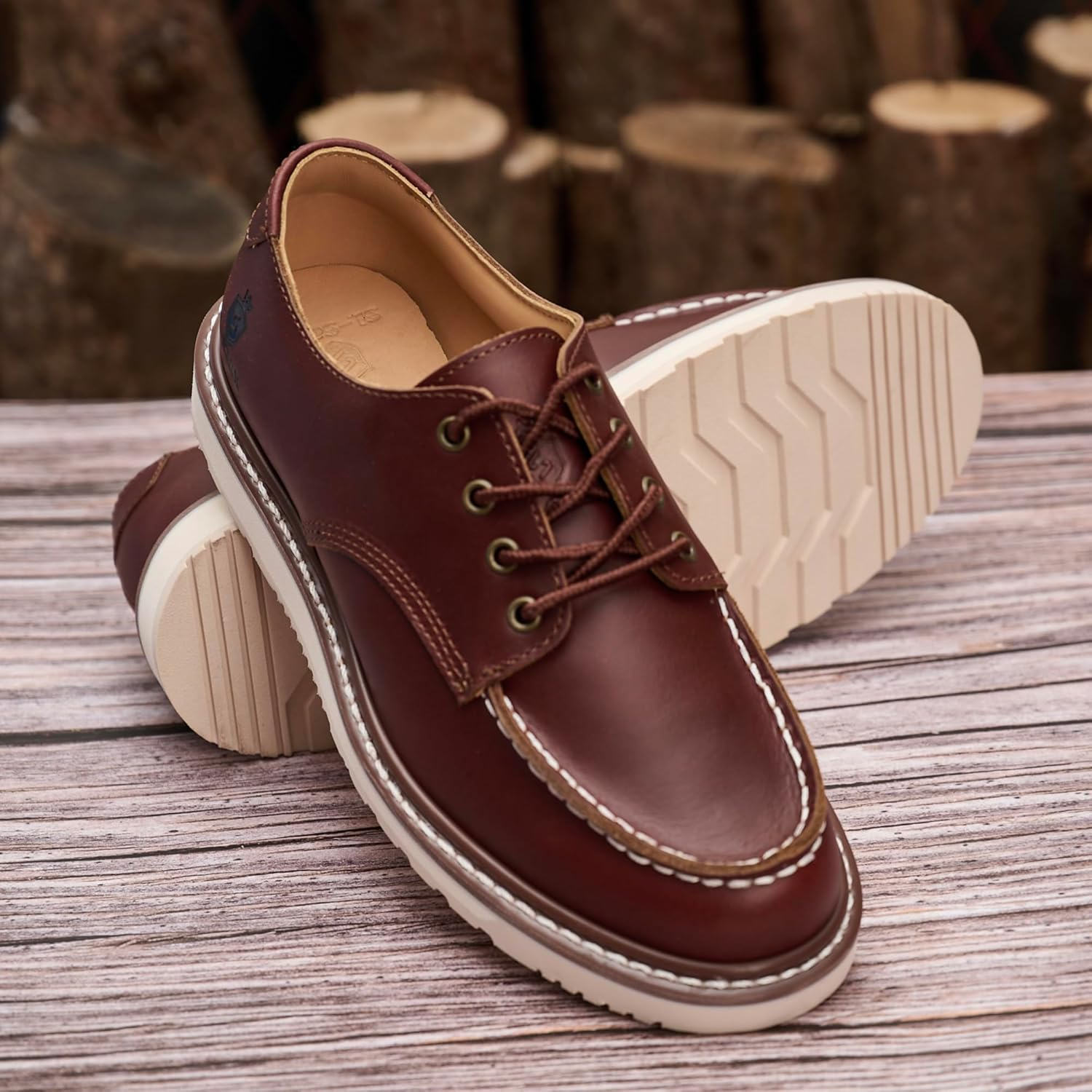 Sl-Saint Handgefertigte Herren Soft Moc Toe Lace up Stylish Stiefel Classic Genuine Goodyear Welted Top Cowhide Schuhe image number 3