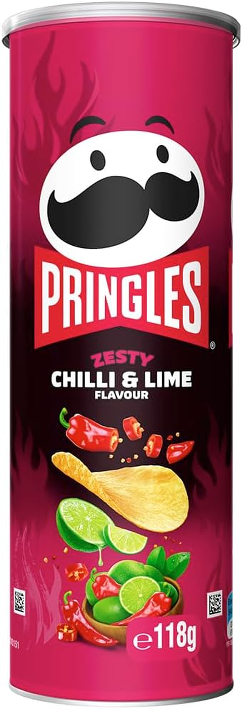 Pringles Zesty Chilli and Lime Potato Chips, 12 Pack (12X118G)
