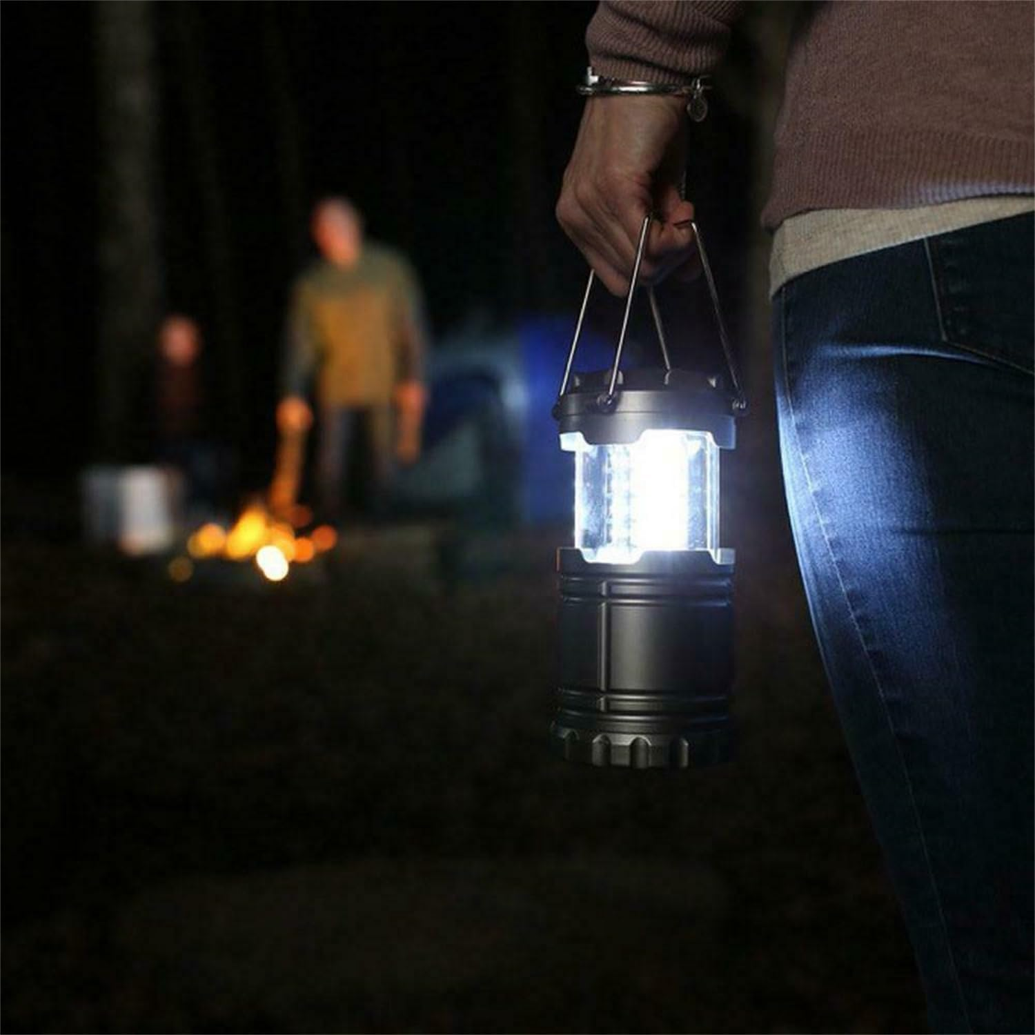 Leona Co Collapsible Camping Lantern, Portable Camping Lights for Power Outages, COB Lamp Battery Powered for Tent, Pop up Camp Lantern for Hiking, Hurricane, Emergency image number 3