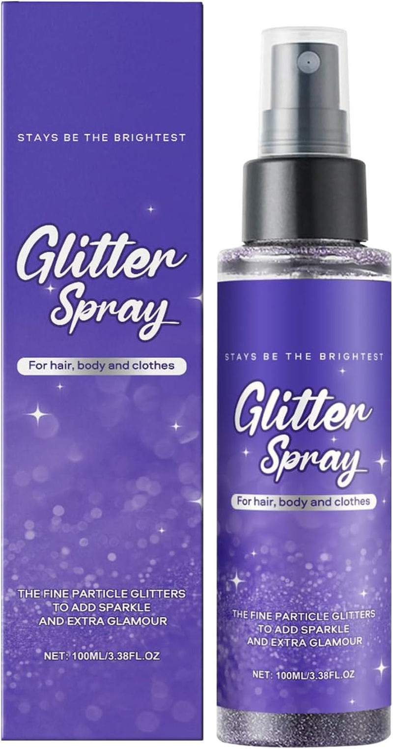Body Glitter Spray,Clothes Face Shimmer Glitter Spray - Sparkling Hairspray Cosmetic Shimmer Versatile for Women Wife Daughter Parties Daily Use image number 1
