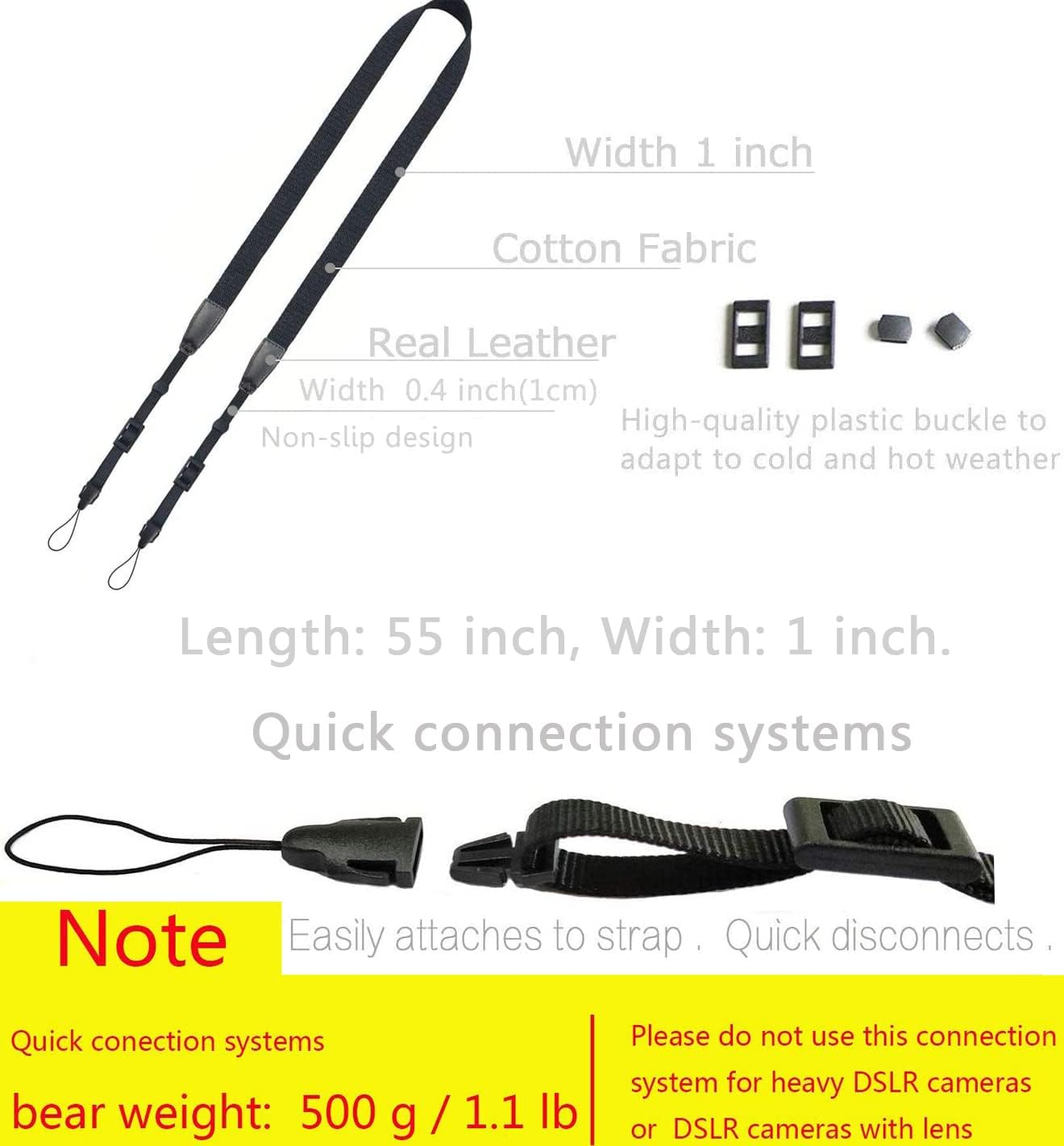CHMETE Mirrorless Camera Neck Strap (Black.) image number 4