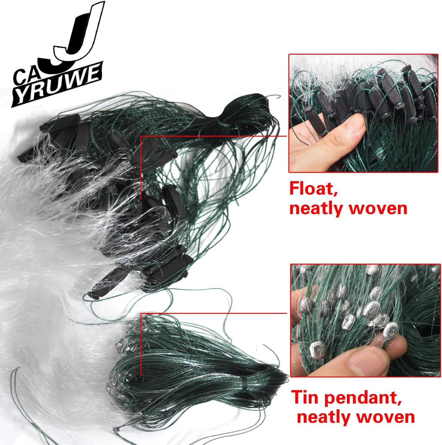 CAJJYRUWE Folding Fish Sticky Net Three Layer Mesh Nylon Floating Fishing Net Automatically Trap Catch Stick More Fish Easily Portable Folded Reuse Durable Size 25X1.5M or 984X59Inch for River Lake image number 4