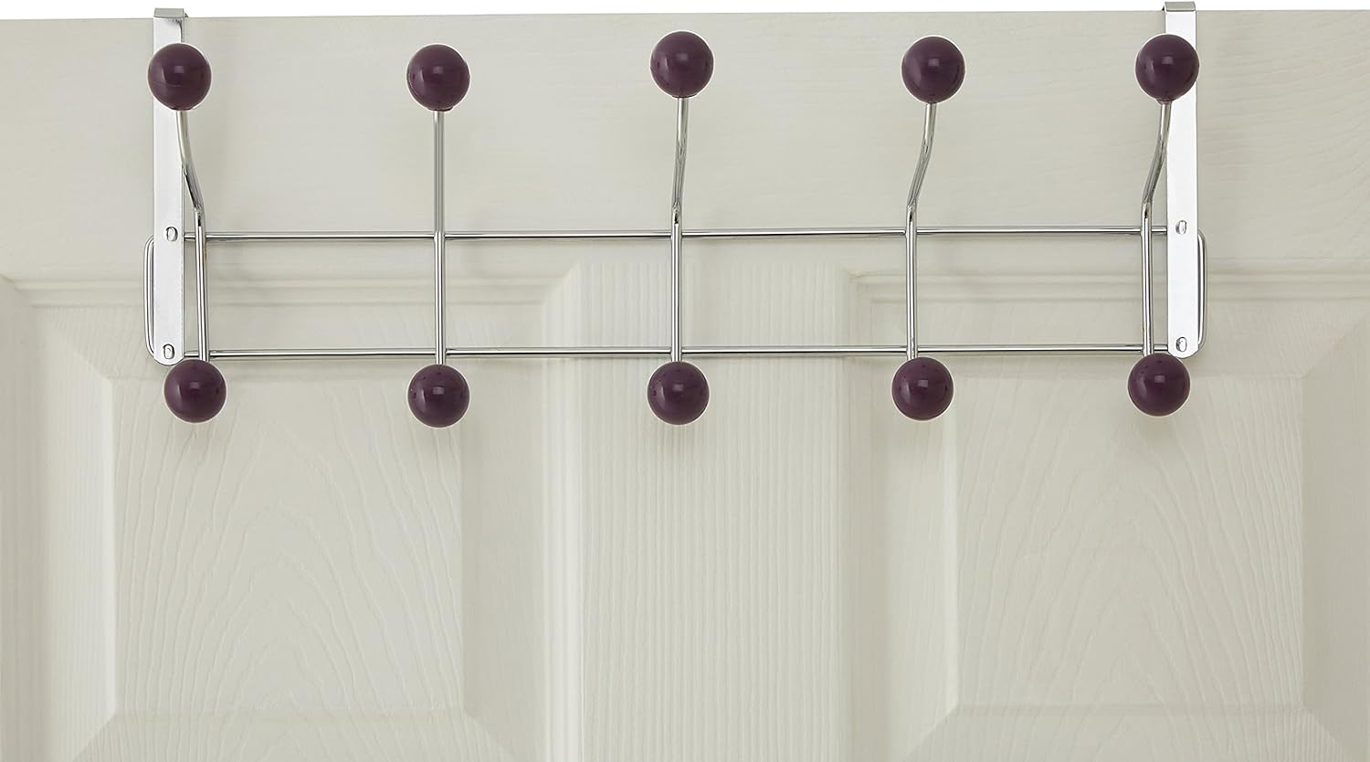 Premier Housewares Hook Door Coat Rack, 10 Hooks, Purple, Chrome, Plastic, 12 X 41 X 17 Cm - Turquoise image number 7