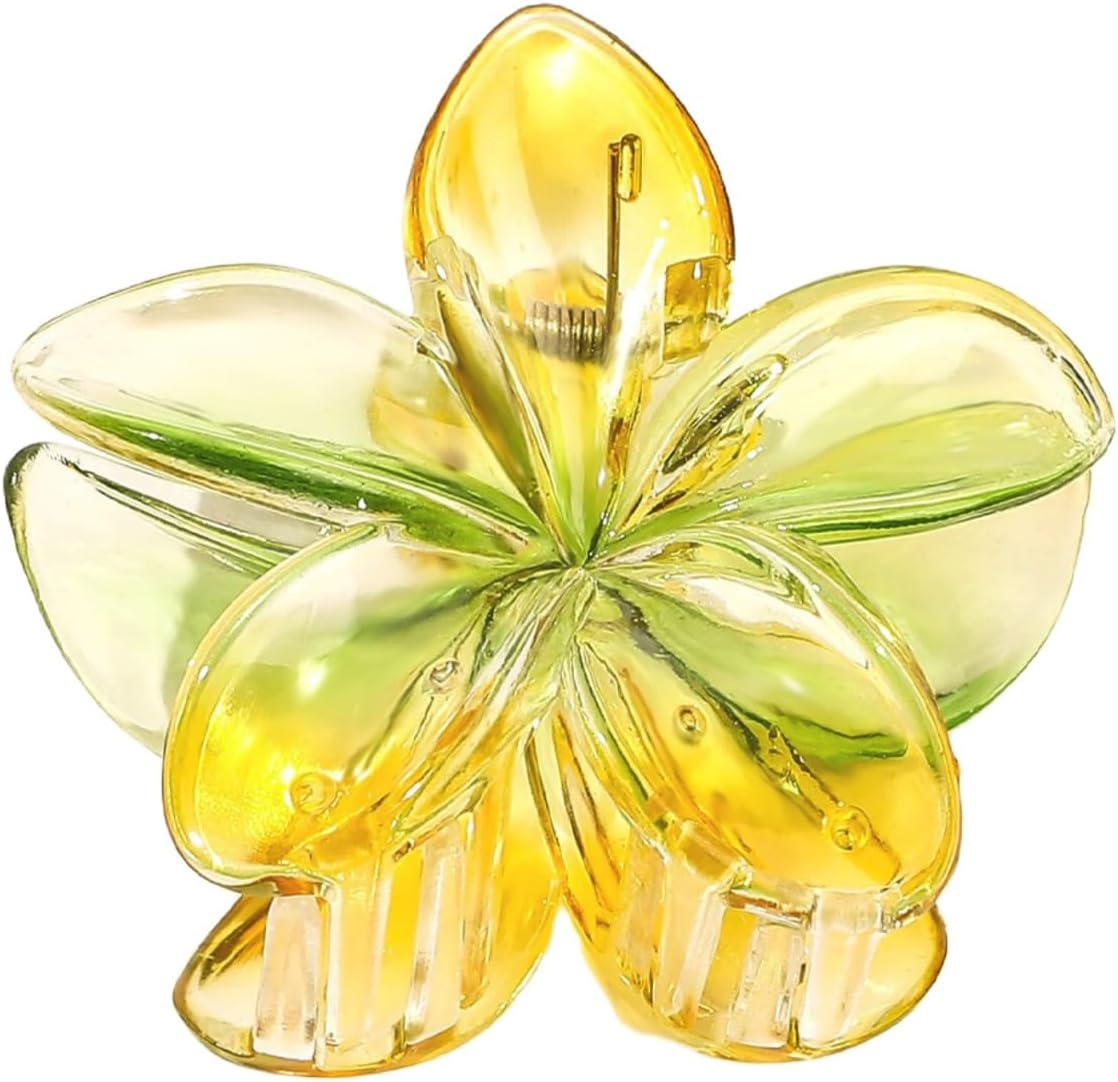 Blausky Pack of 1 8 Cm Flower Hair Clip, Colourful Hawaiian Plumeria Clips, Hair Clips, Non-Slip Flower Hair Clips, Hair Accessories, Flower Hair Styling Accessories for Women, Beach, Holiday, Yellow