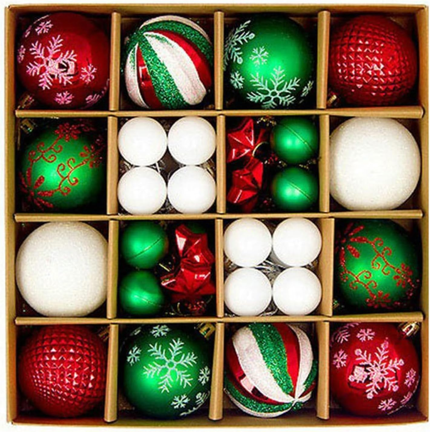 Christmas Decorations,H HOME-MART 44Pcs Christmas Tree Baubles,Christmas Ball Ornaments|Hanging Christmas Baubles Balls Ornaments Set|Christmas Tree Pendants Decorative (44 Pcs Style C)