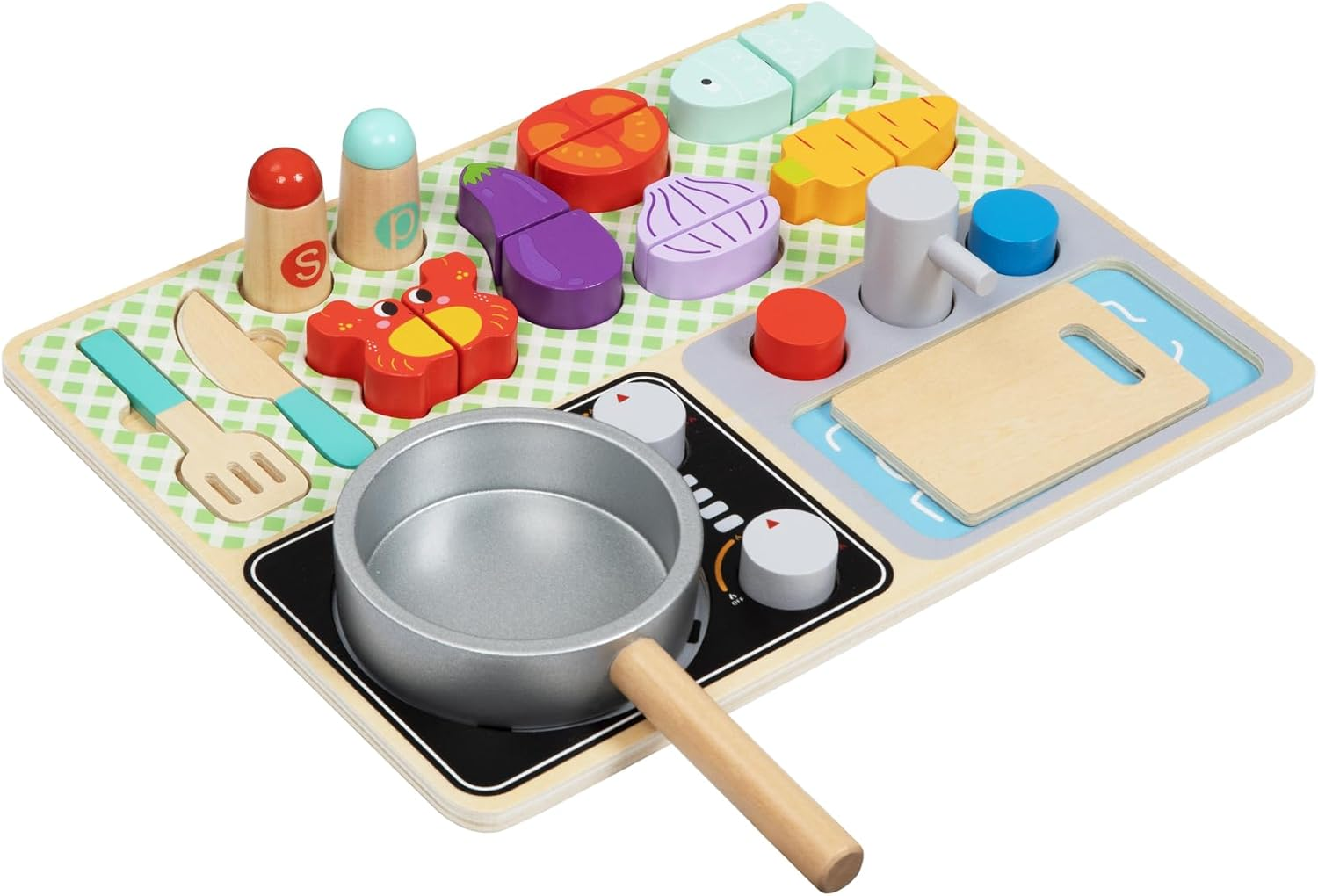Tooky Toy TJ453 Kitchen Play Set:Quality Pretend Play Wooden Set for Ages 3+ image number 6
