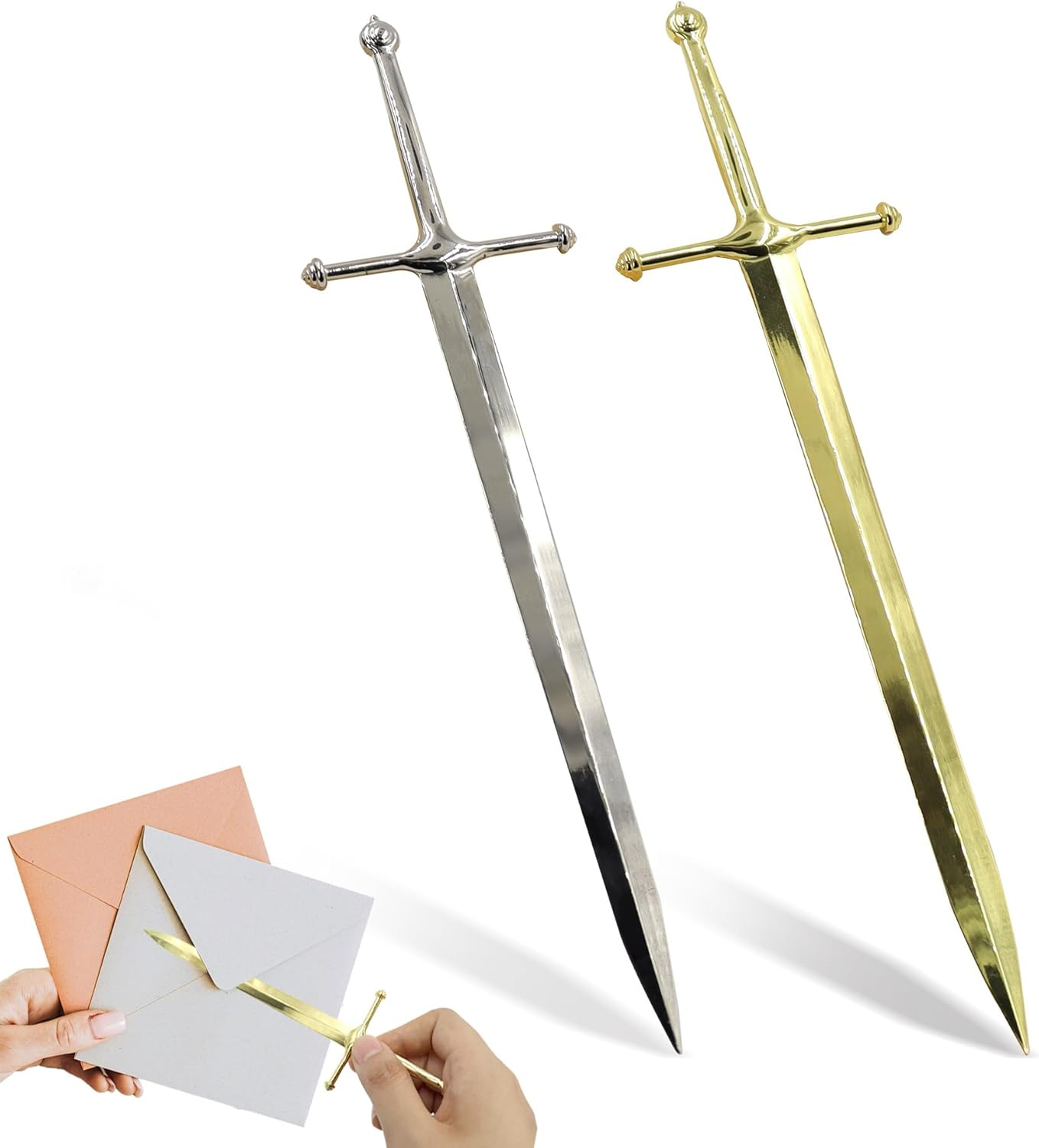 2 PCS Mini Sword Letter Opener Knife, Decorative Metal Envelope Opener Slitter, Exquisite Mail Opener Tool, Letter Opener Fancy for Office Mail Supplies (2 Pcs) image number 5