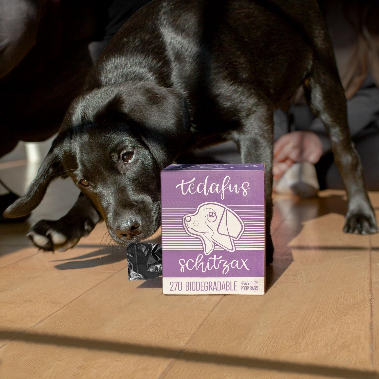 TEDAFUS Dog Poo Bags | 270 Eco Biodegradable Poop Bags | 18 Thick Dispenser Refill Rolls with Tie Handles for Dogs | 15 Strong Bags per Roll | 100% Leak-Proof Unscented Sustainable Sacks (Black) - Purple image number 4