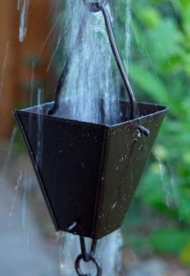 KAM Home Tapered Square Cups Rain Chain with Installation Kit (10 FEET, Brown)