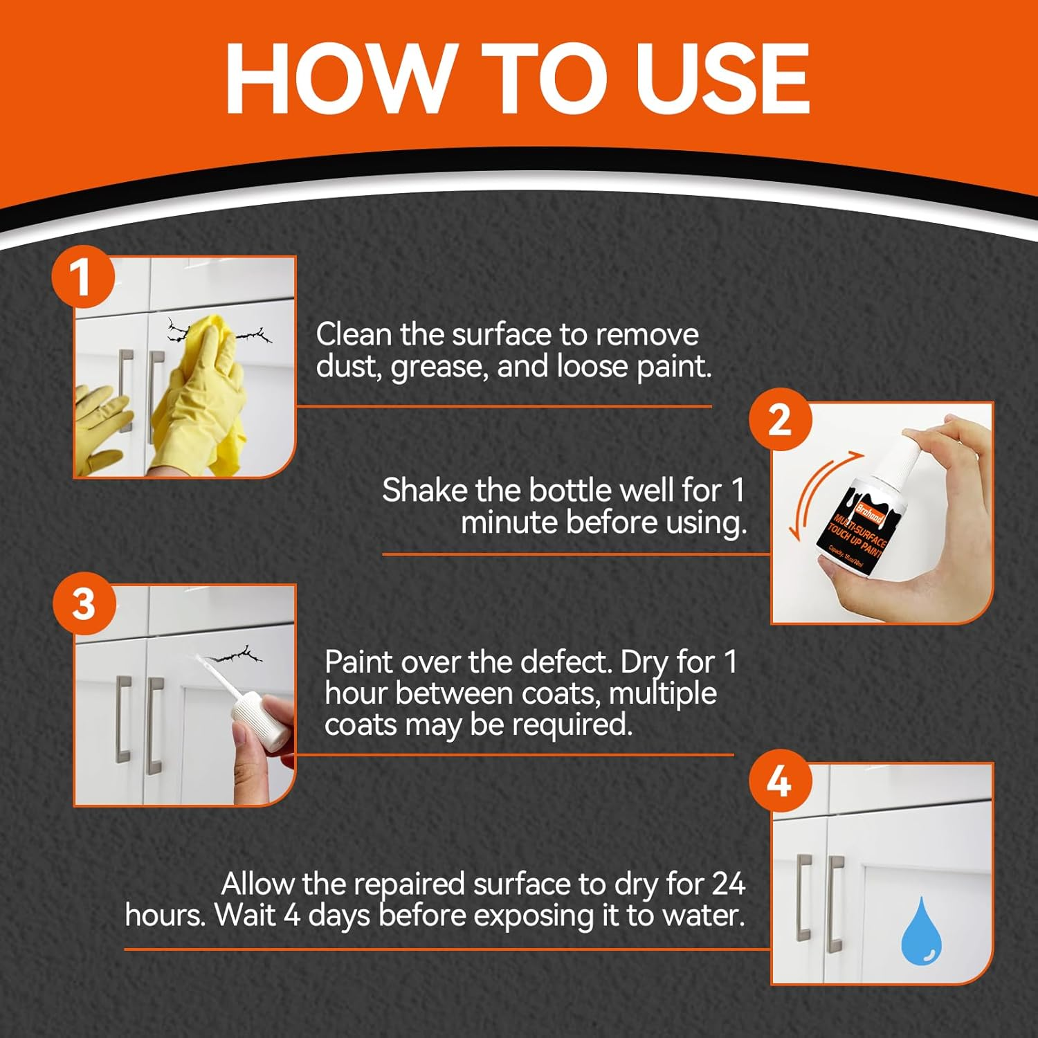 Brohood White Touch up Paint, Appliance Kitchen Cabinet Bathtub Paints for Wall, 30ML Multi Surface Touch up Paint Pen, Semi Gloss White Wall Paints for Enamel Porcelain Door Furniture Chips Scratches - 2 Pack Semi Gloss image number 7