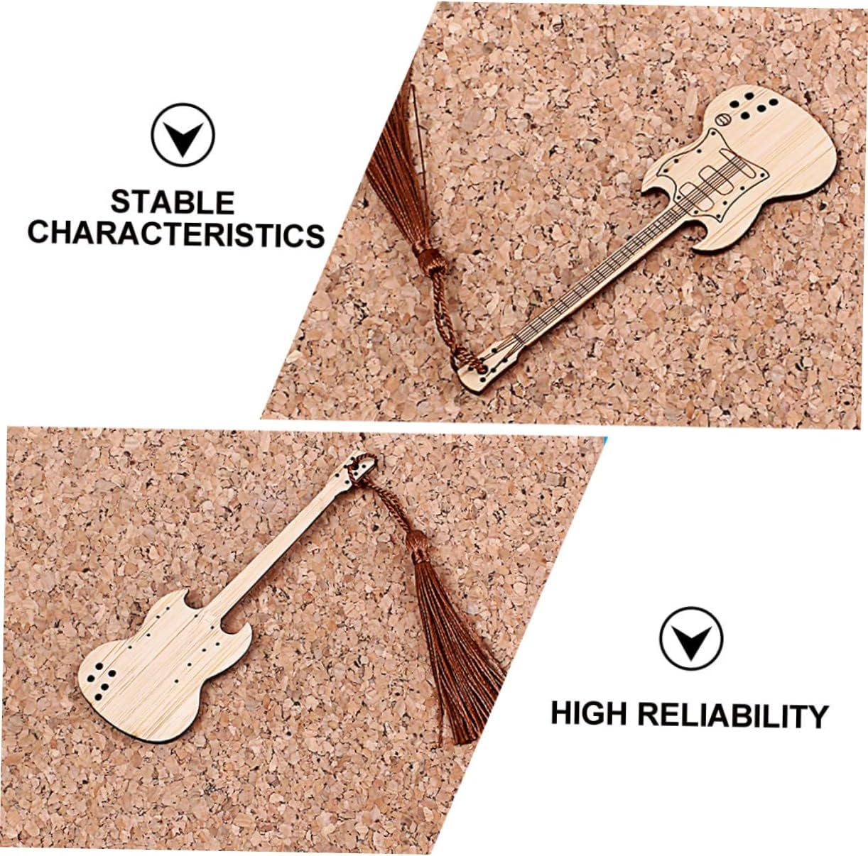 Tofficu 2Pcs Bamboo Page-Marker Guitar Shape for Students Writers Decorative Bookmark image number 5