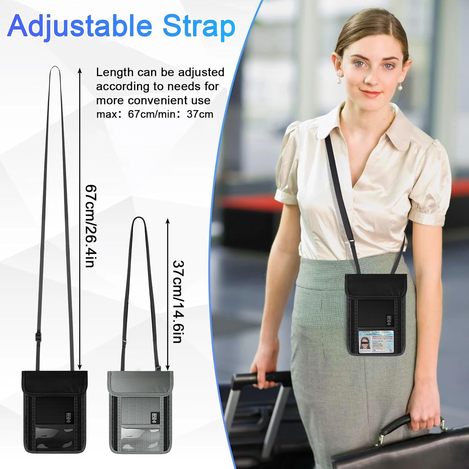 Ruiyuan Passport Wallet RFID Passport Holder Travel Essentials Travel Wallet and Passport Holder Travel Gifts Multiple Card Slots Can Be Carried Crossbody for Easy Carrying (Purple) - Deep Blue image number 7