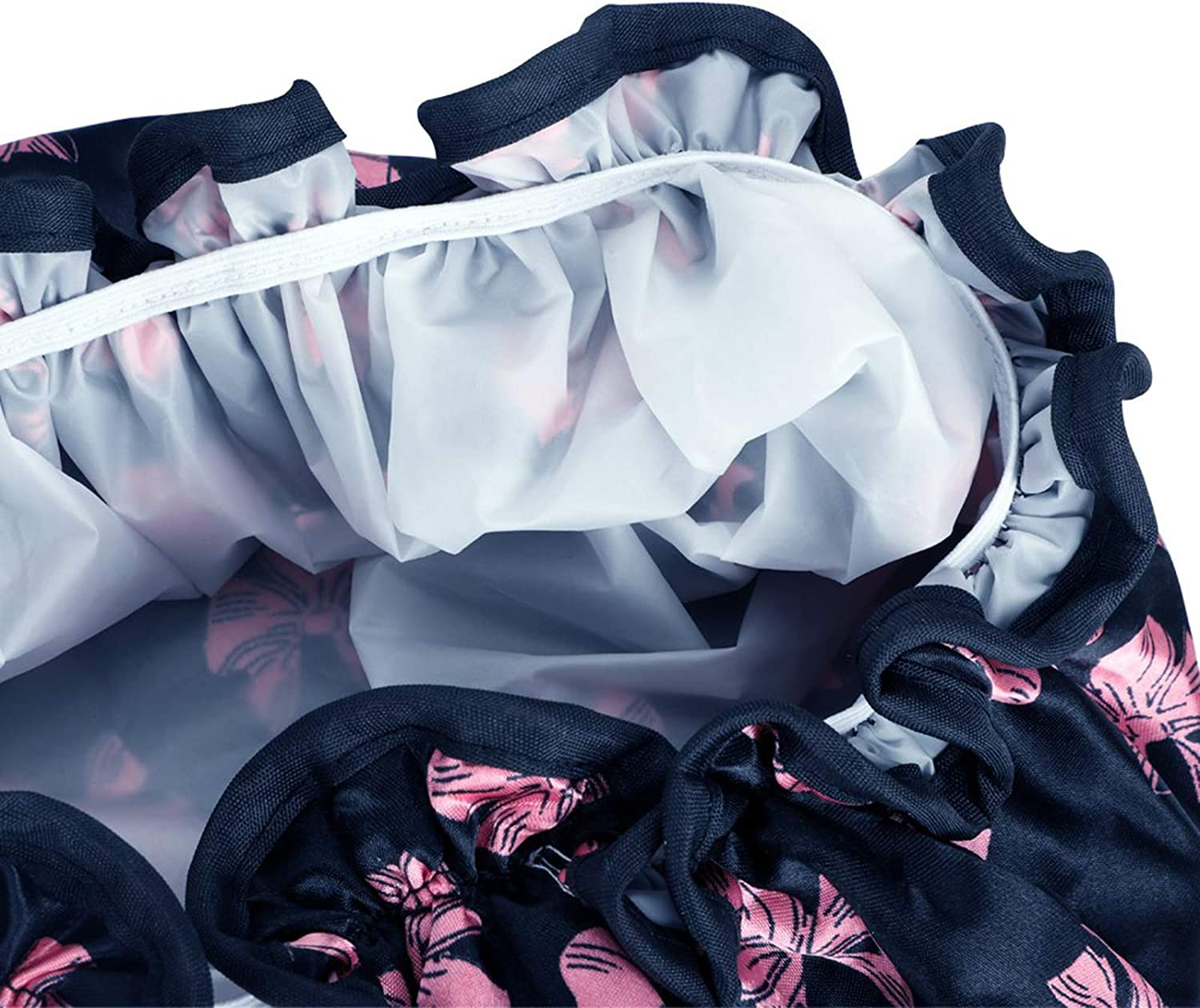 Kissdate 3 Packs Double Layer Shower Cap Waterproof Elastic Bath Cap for Women Shower Spa Salon image number 3