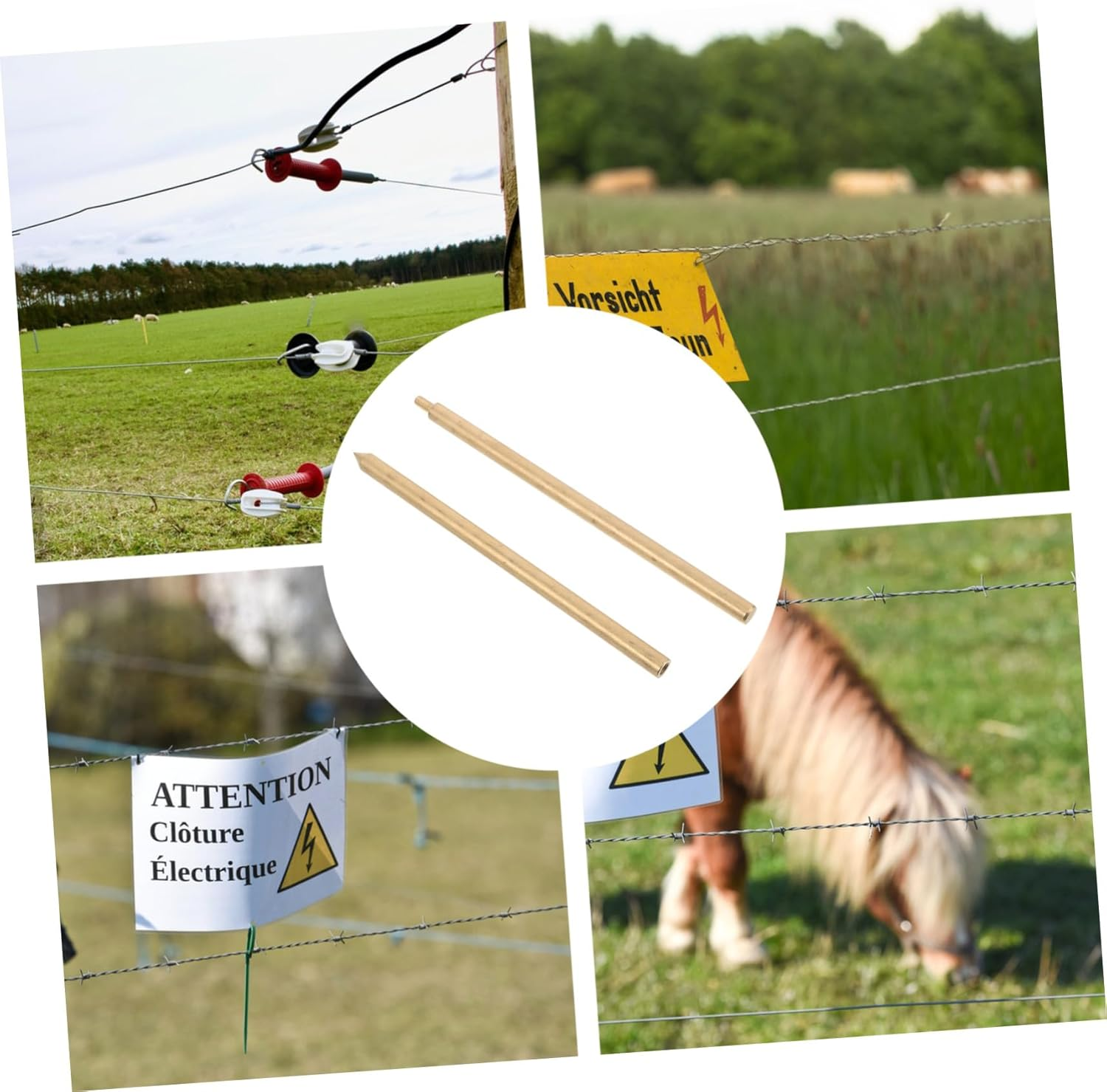 Milisten Threaded Brass Ground Rod for Electric Fence Earthing Fast Electrical Response Copper Earth Pin with Thunder Protection for Agricultural Backup Systems and Antenna Grounding image number 1