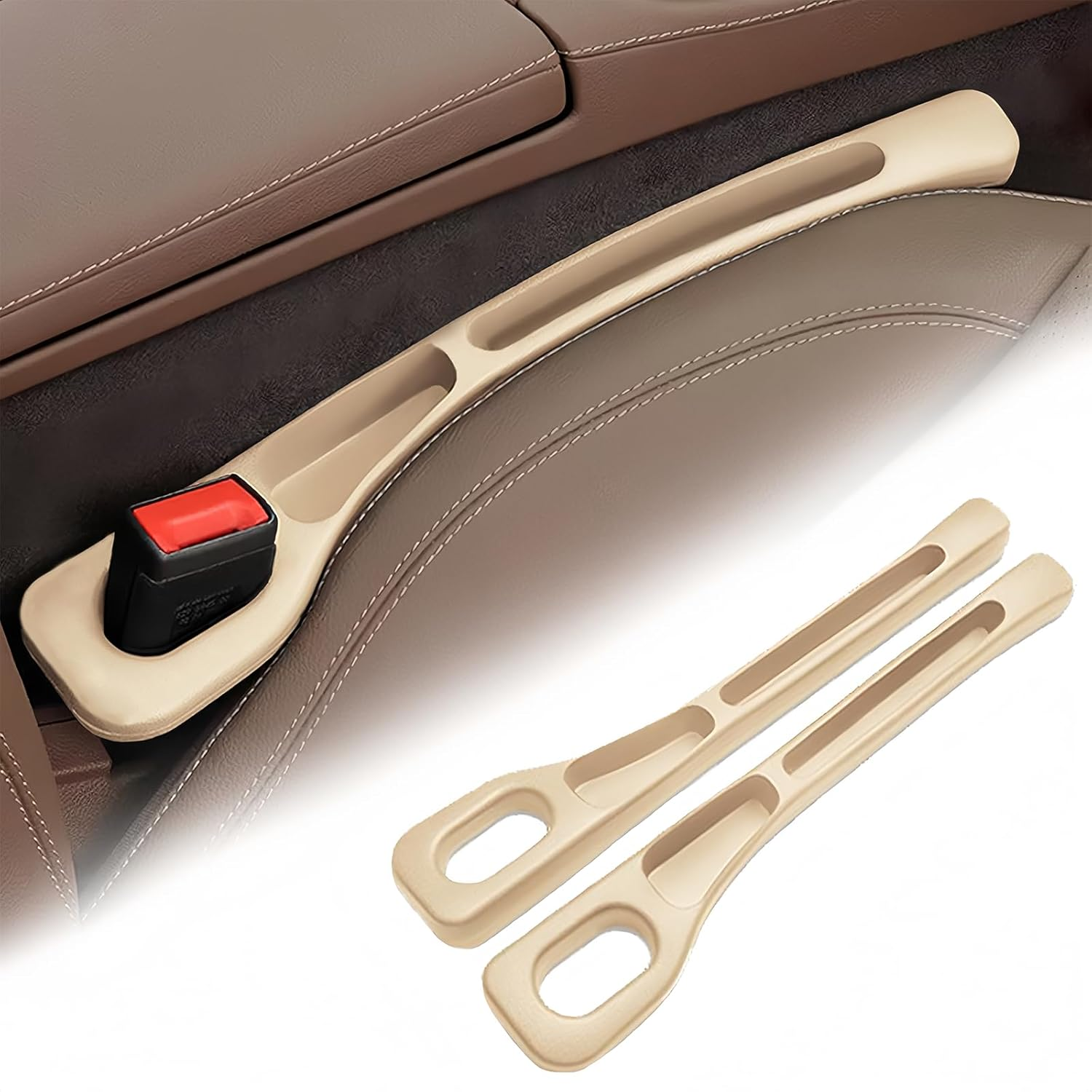 2 PCS Car Seat Gap Filler, Universal Car Seat Gap Organiser to Prevent Item Drops and Add Storage Space, Car Accessories for Cellphone Storage Slot, Car Accessories Interior for Keys Wallets(Black)