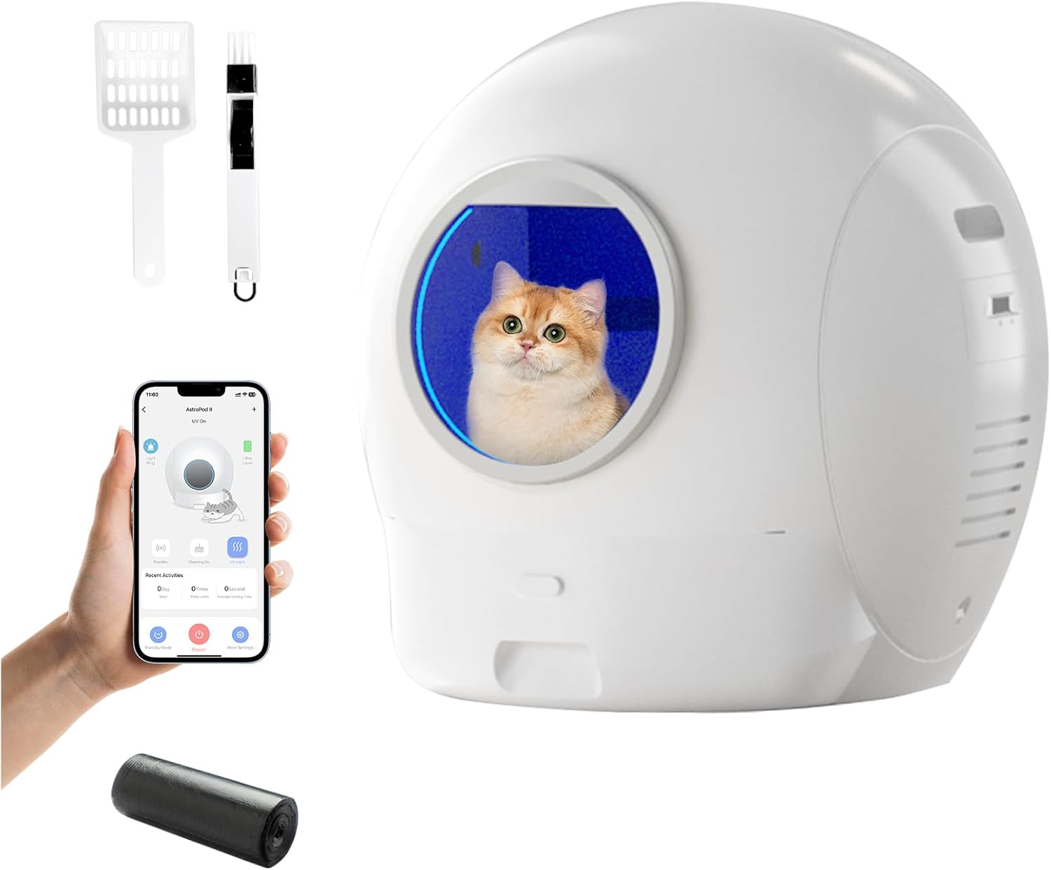 Pawz Self Cleaning Cat Litter Box, Automatic Cat Litter Box for Multiple Cats, App Control with Health Monitoring, Odor Control and Hands-Free, Extra Large Cat Litter Tray (White)