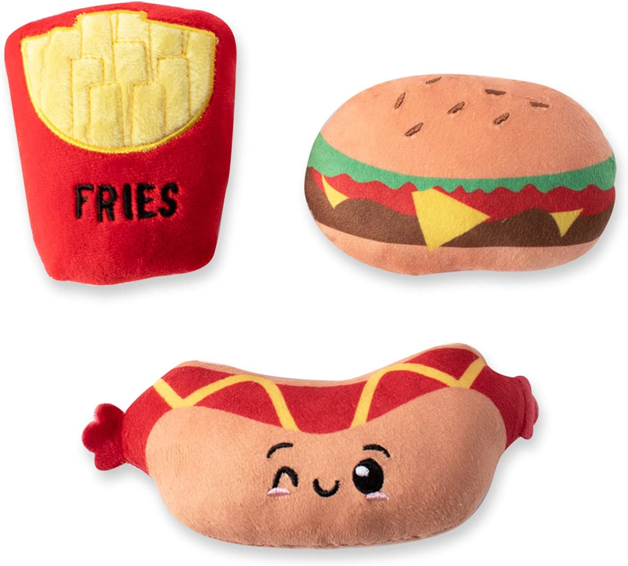 Fringe Studio Plush Dog Toy Set, FAIR Foods, 3 Piece Set, Petshop Collection (289505)
