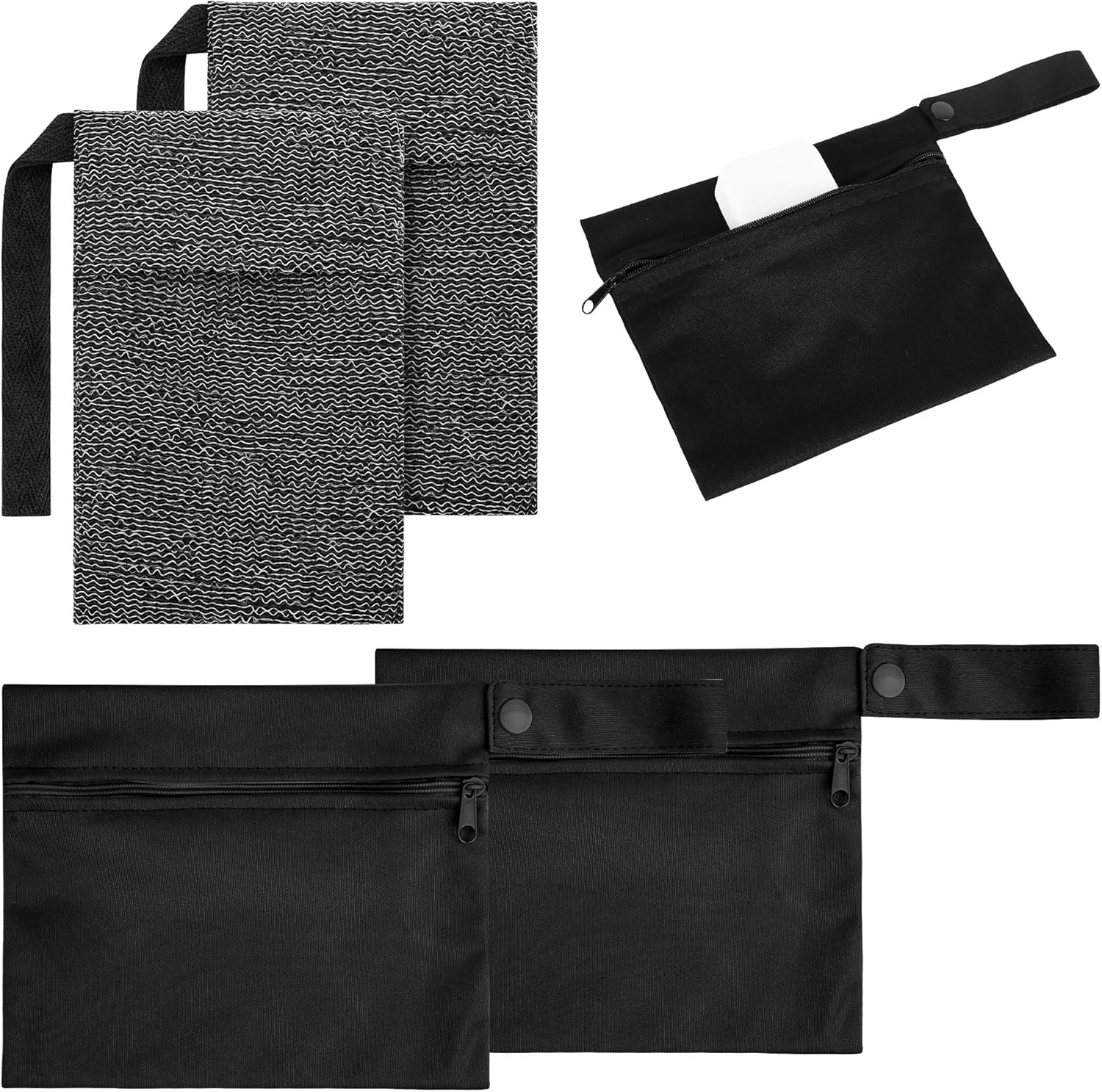 Linkidea Travel 4 Pack Soap Bar Bag with Foaming Nets, Waterproof Soap Saver Pouch, Quick Dry Exfoliating Soap Case for Travel, Camping, Gym, Shower Storage Organizer (Black) image number 1