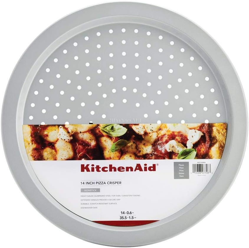 Kitchenaid Nonstick Aluminized Steel Pizza Crisper, 14-Inch, Silver image number 3
