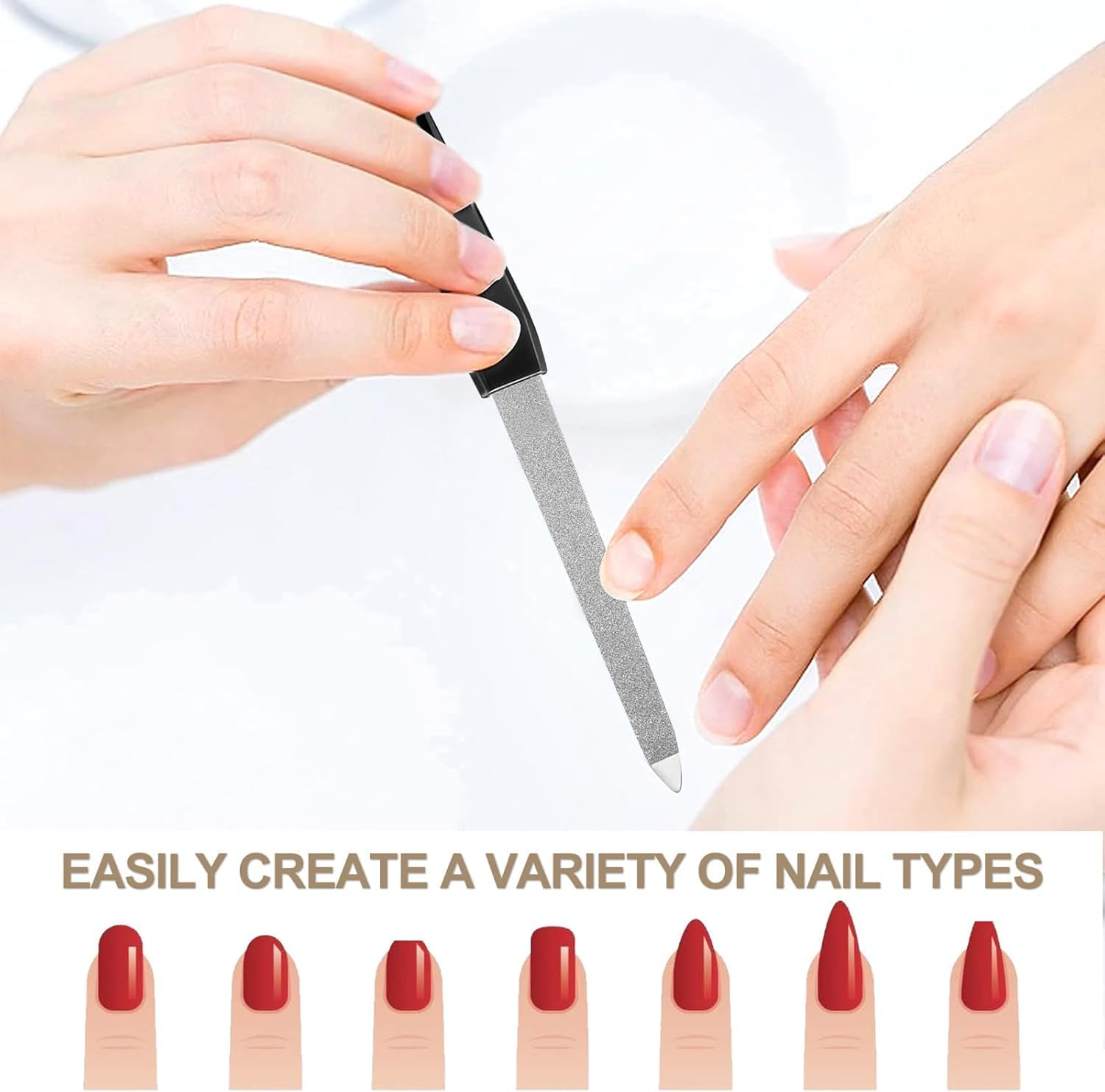 6 Pack Professional Metal Nail Files for Natural Nails - 15.2Cm/6 Inch Nail File Set for Home Salon Use - White & Black Nail Tools & Accessories image number 6