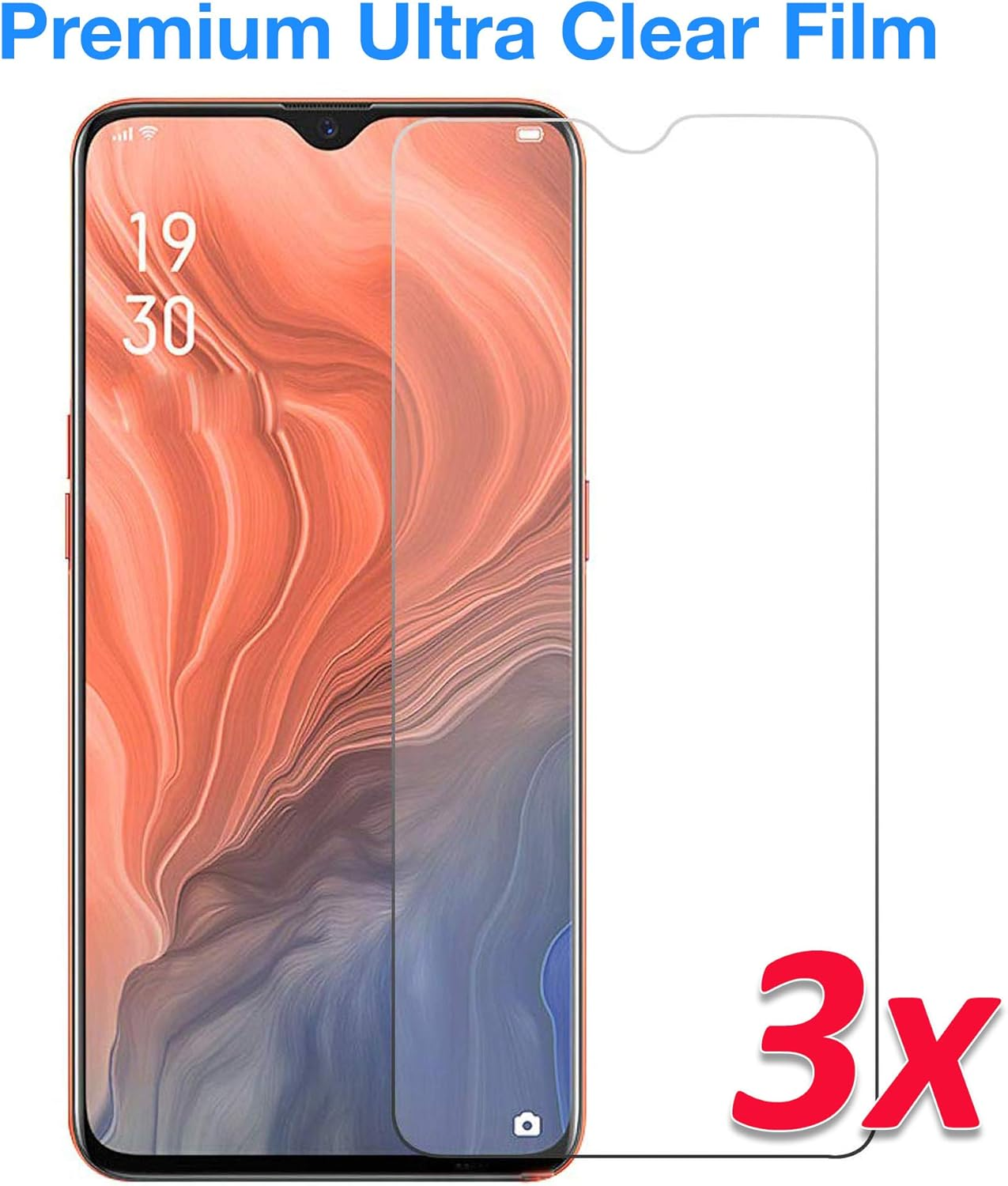MEZON [3 Pack] Ultra Clear Screen Protector Film for OPPO Reno Z &ndash; Case Friendly, Shock Absorption (OPPO Reno Z, Clear)