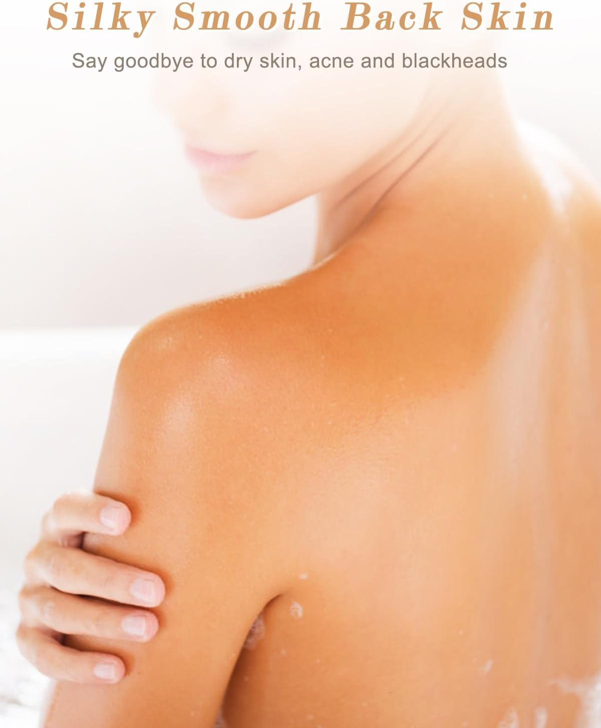 FREATECH Long Handle Body Brush Back Scrubber Exfoliator - 17.3" Wooden Bath Shower Brush, Dual-Sided Brush Head with Soft Nylon Bristles and Stiff Natural Bristles for Wet or Dry Brushing,Blue