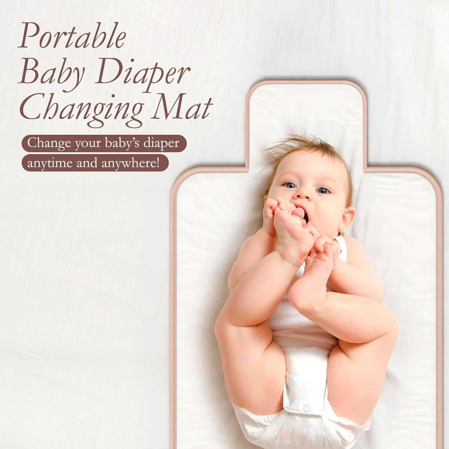 Baby Changing Pad Portable, Portable Changing Pad for Baby, Travel Diaper Changing Pad for Newborn, Compact & Foldable Baby Diaper Changing Mat with Baby Wipes Pockets, Baby Shower Gifts