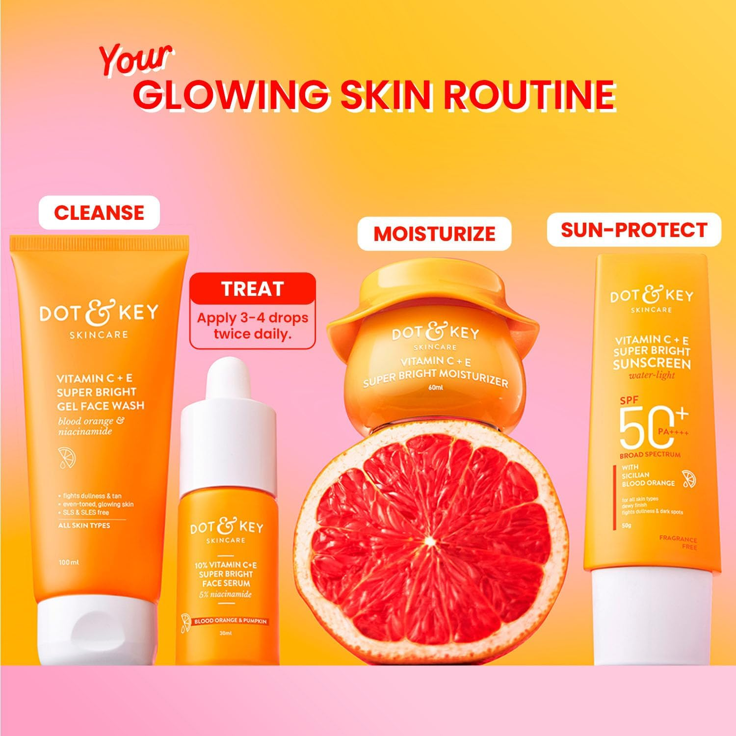 DOT & KEY Dot&Key 10% Vitamin C + E,5% Niacinamide Serum|Vitamin C Serum for Glowing Skin|Fades Pigmentation & Dark Spots|Vit C Serum with Blood Orange&Pumpkin|For Uneven&Dull Skin,All Skin Types|30Ml