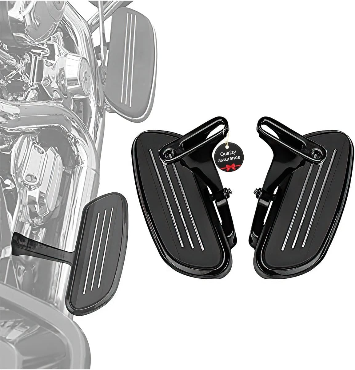 ISSYAUTO Passenger Floorboards with Mount Bracket Kits for Road Glide Street Glide Road King Electra Glide 1993-2023 Black Footboards image number 2
