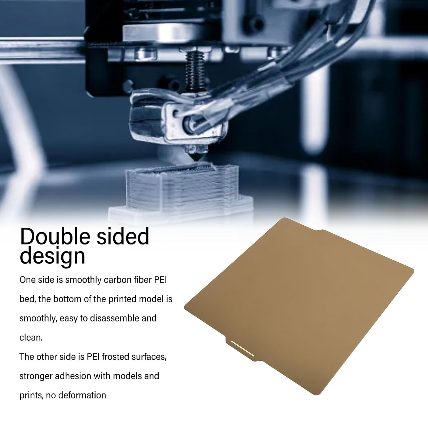 Double Sided Build Plate 257X257Mm Smoothly Carbon Fiber PEI Flexible Steel Plate for Bambu Lab P1P P1S X1C, PEI Double Sided Magnetic Heated Bed Smooth and Textured PEI Sheet image number 1