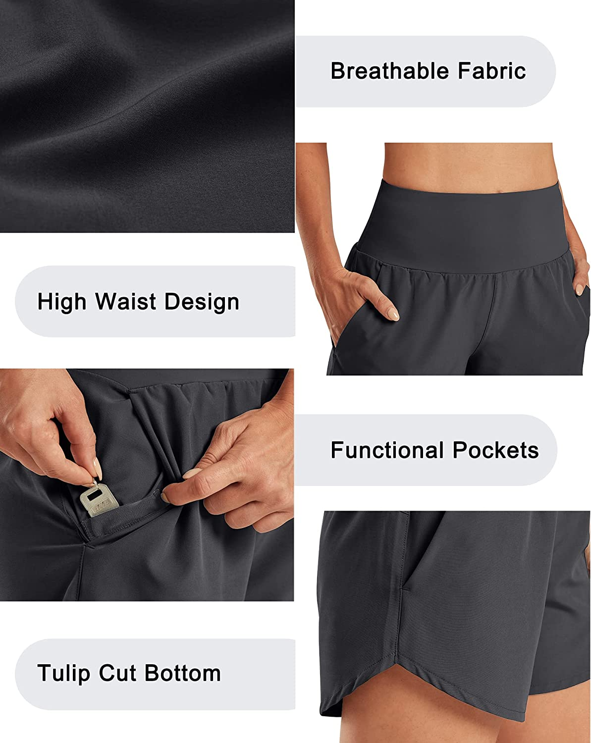 G4Free Women 5 Inches Running Shorts Quick Dry Lightweight Short Pants with Pockets for Workout Gym Sports image number 6