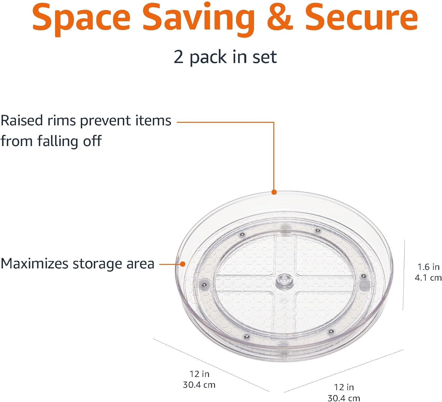 Amazon Basics Clear Lazy Susan Turntable Organizer, 30.48 Cm, 2-Pack image number 5