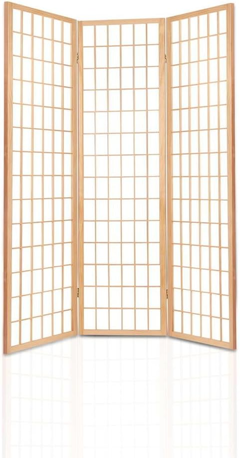 Artiss Room Divider, 3 Panel Folding Wooden Privacy Portable Screen Shelf Dividers Partition Wall Screens Home Pet Child Indoor Balcony Bedroom Furniture, Separator Water-Resistant Natural