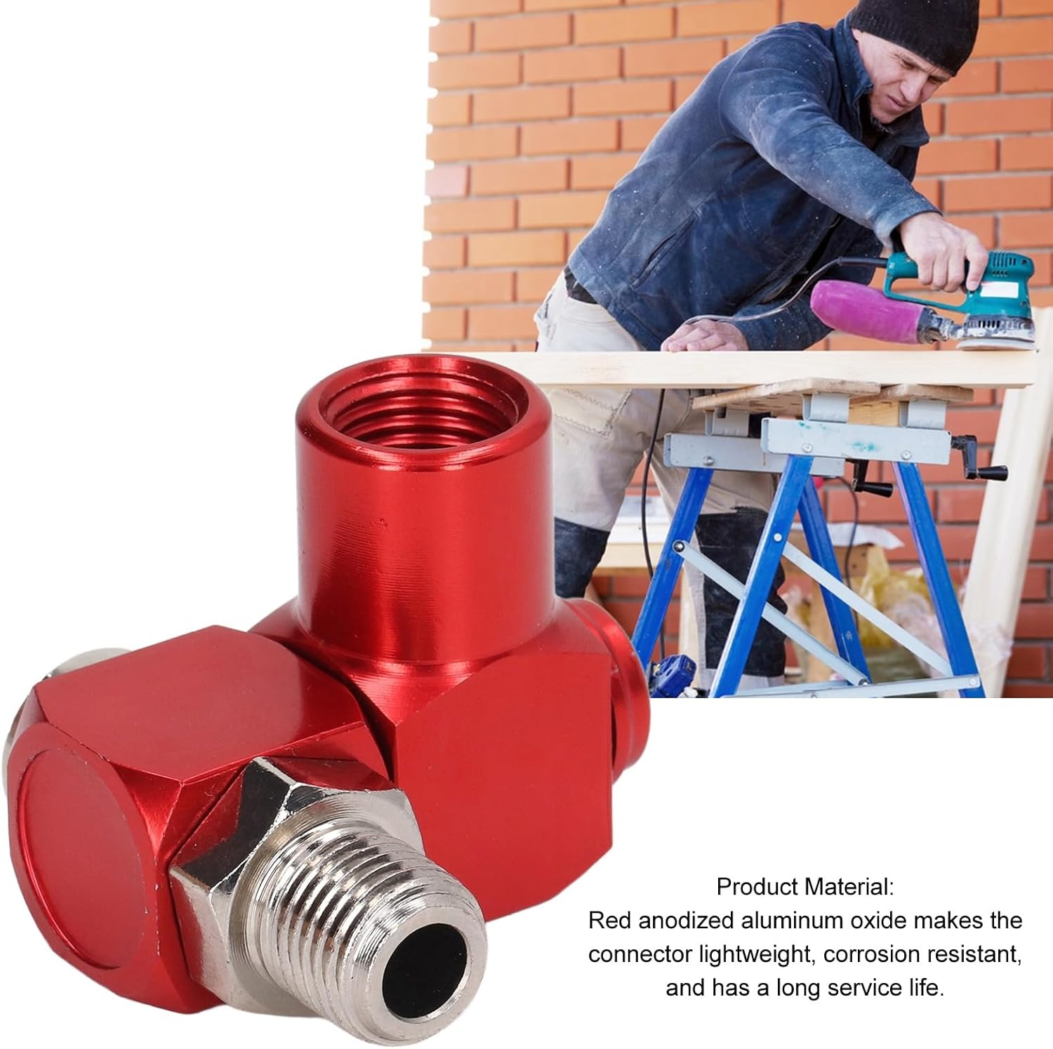 360 Degree Air Hose Connector, NPT Thread Industrial Air Fittings, Pneumatic Tool Adapter, for Pneumatic Tool image number 1