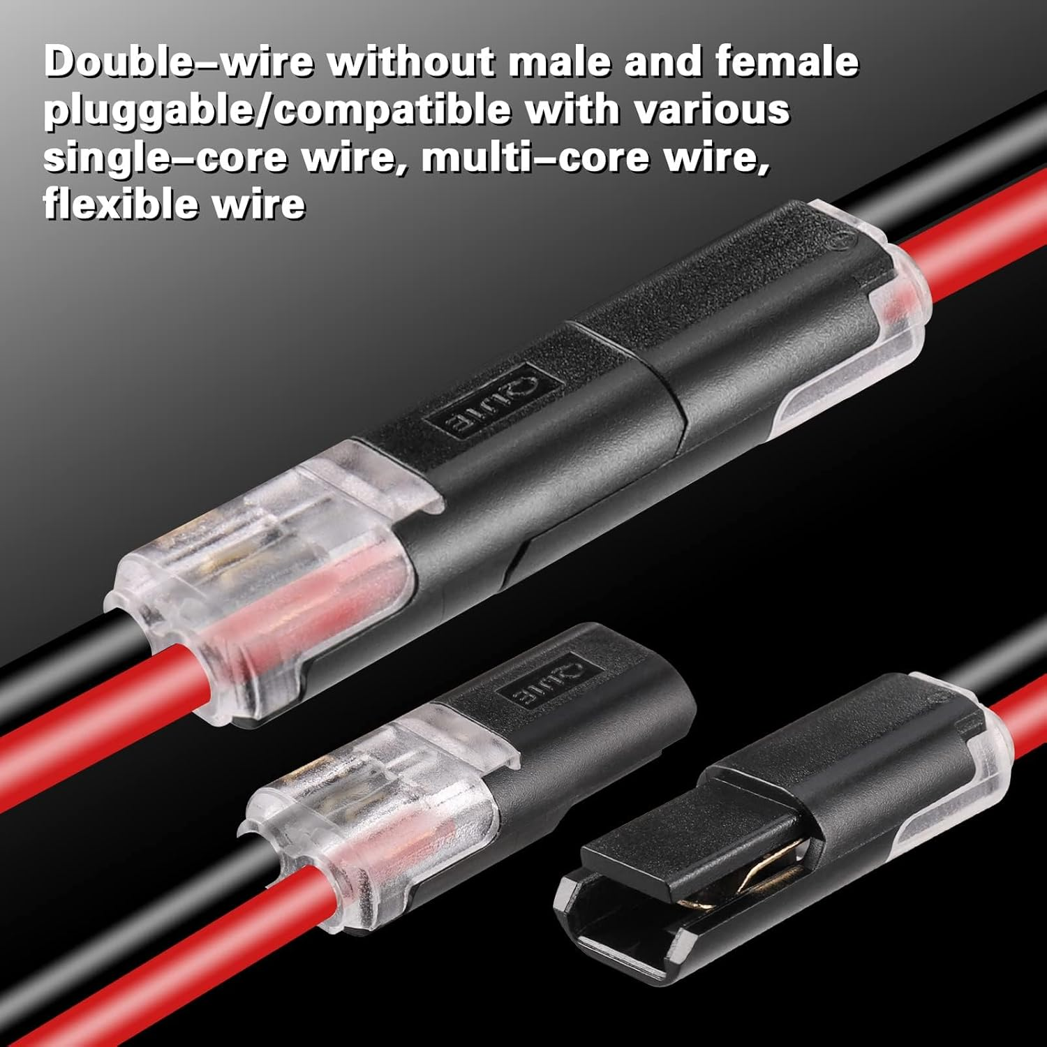 JIZZU Low Voltage Wire Connectors, 2 Pin Electrical Connectors Compact Wire Terminals, Quick Dual Wire Terminal Block No Wire-Stripping Required Compact Conductor Cable Connectors for 18-22Mm AWG (32) image number 3