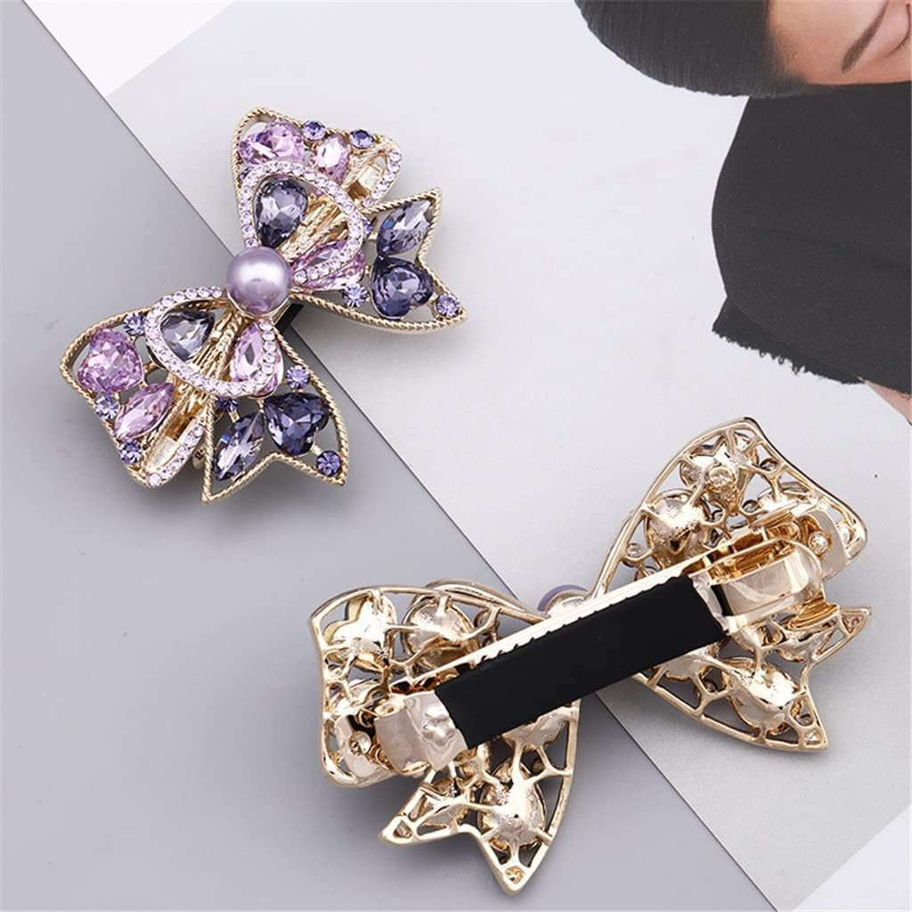 Crystal Hair Accessories,Clips Hairpins,Clip Plate,Hairpin Back Head Hair Accessories Headdress Temperament Hairpin Female Word Back Head Clip Ponytail Chuck Flower (Color : A, Size : 9 * 5.2Cm) (Col