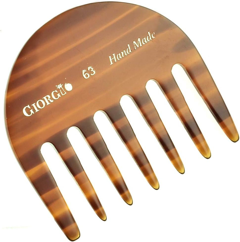 Giorgio (G63 & G28) 2 3/4" Hand Made Detangling Comb - Wide Teeth Flexible Comb, Hand-Made of Quality Durable Cellulose, Saw-Cut and Hand Polished (2 Pack, Ivory & Tortoiseshell) image number 2