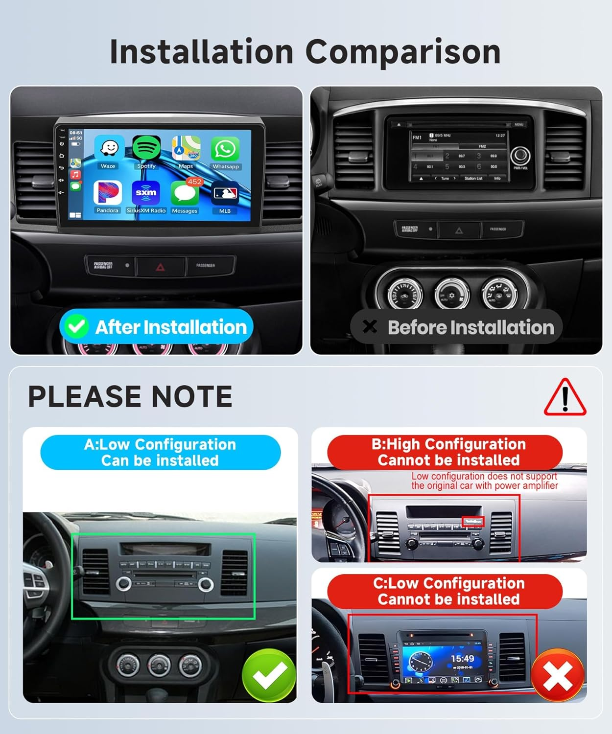 2G+64G 10.1 Inch Car Radio Stereo for Mitsubishi Lancer 2008 2009 2010 2011-2017, Rimoody Android 13 Carplay Android Auto Mirror Link EQ Touch Screen GPS Navigation Wifi BT FM Backup Camera image number 2