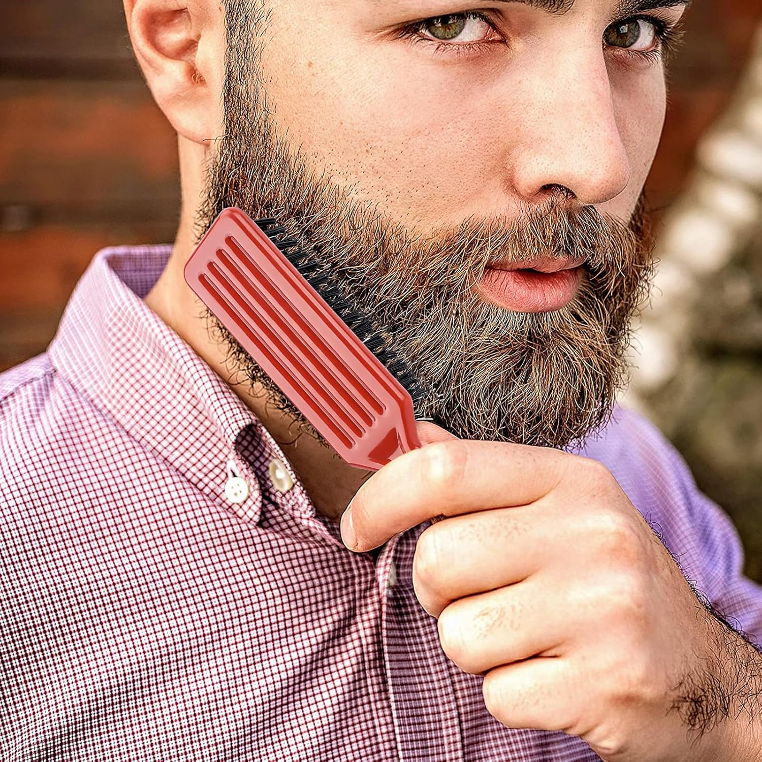 NICEMOVIC Barber Clipper Cleaning Brushes, 10 Pcs Plastic Handle Nylon Bristles, Anti-Slip Handle Mini Brush Bulk Set, Duster Manicure Brush for Hair Styling Tools, Kitchen Sink, Shoes (Black&Red) - Blue image number 4