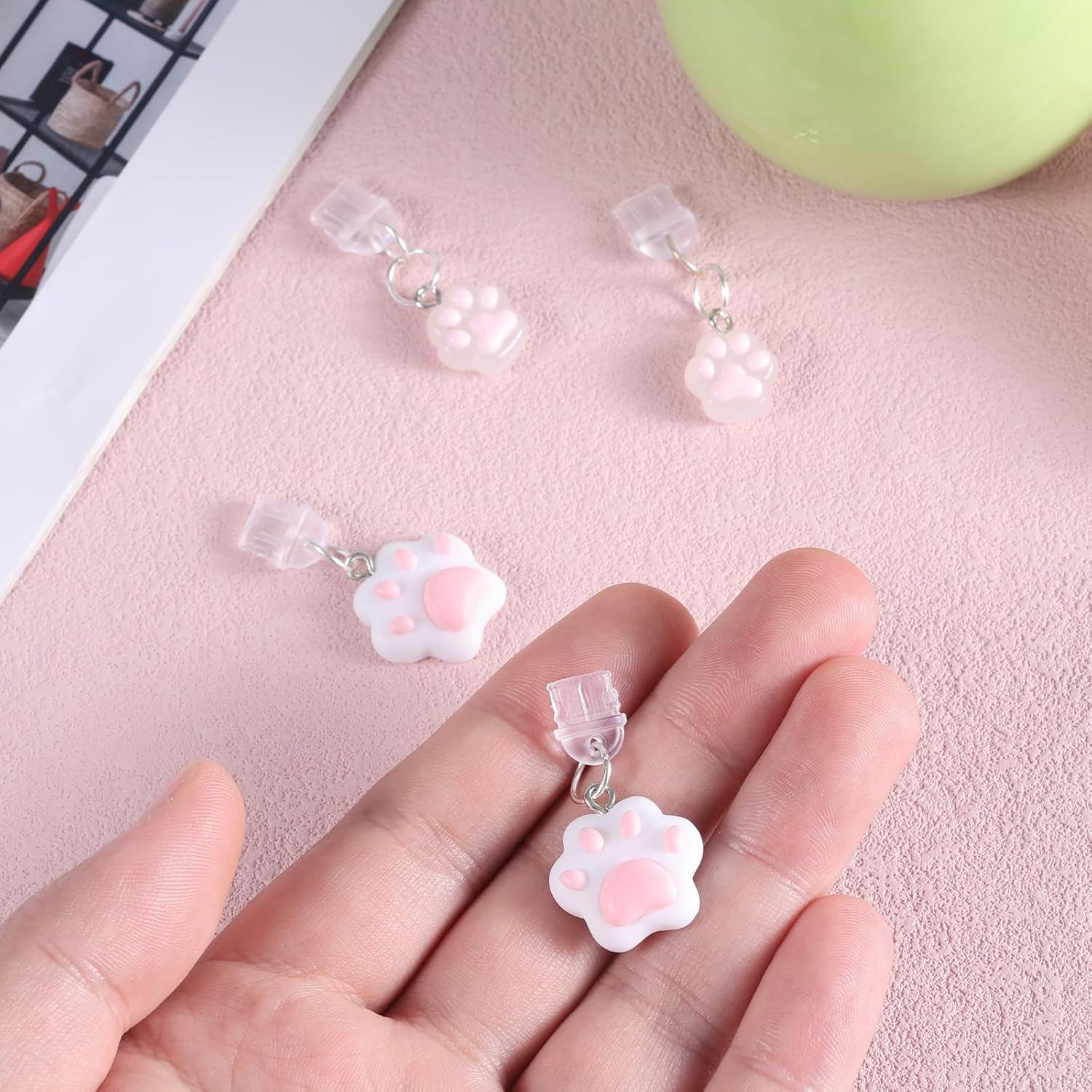 4-Pack USB C Dust Plug Charm, Cat Paw Type C anti Dust Cover Cute Protective Cover for Charging Port Compatible with Kindle Released after 2021 Other Devices with Type-C Port, M, Silicone, No Gem image number 1