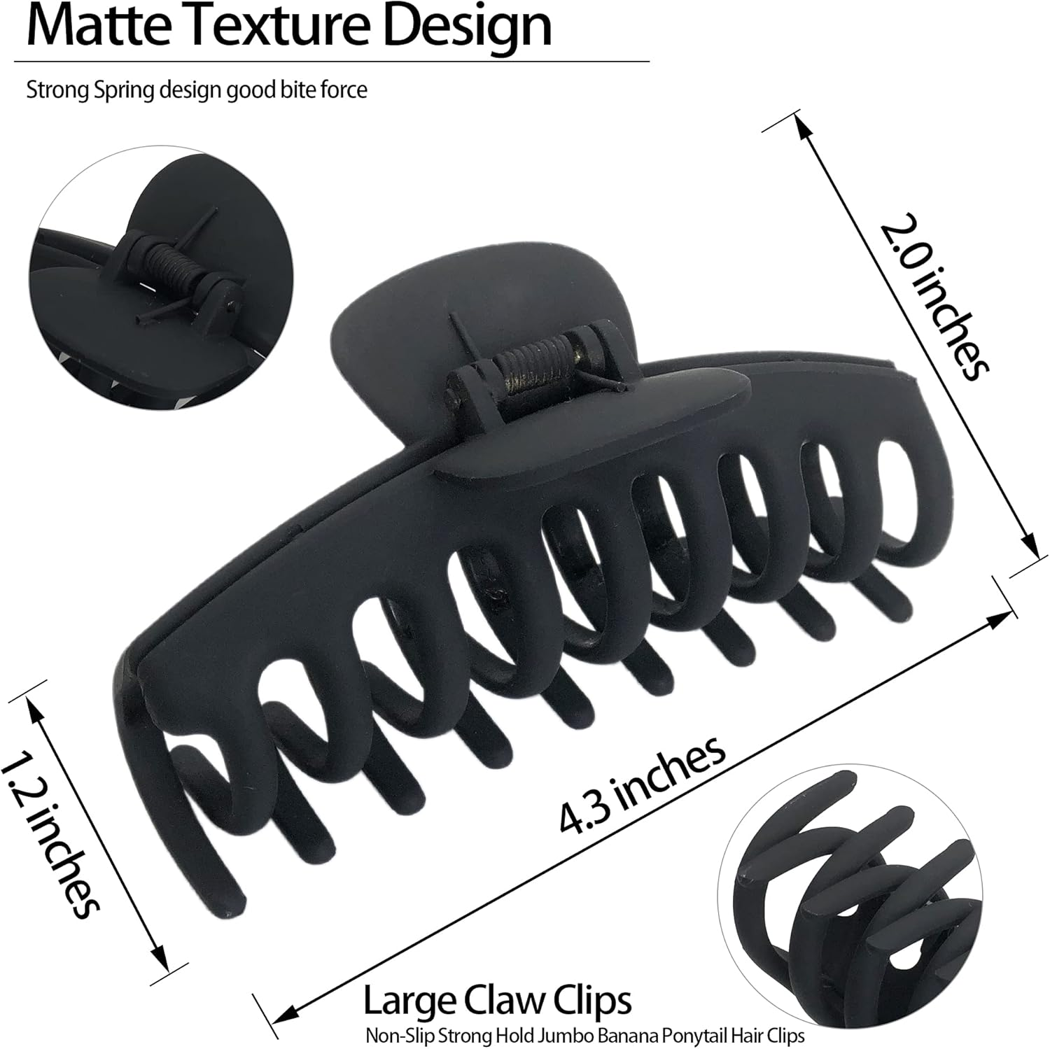 OWIIZI Big Hair Claw Clips for Women - Long Thick Hair 4.3" Nonslip Jumbo Clips with Strong Hold, Large Clamps for Styling (3 Packs) image number 2