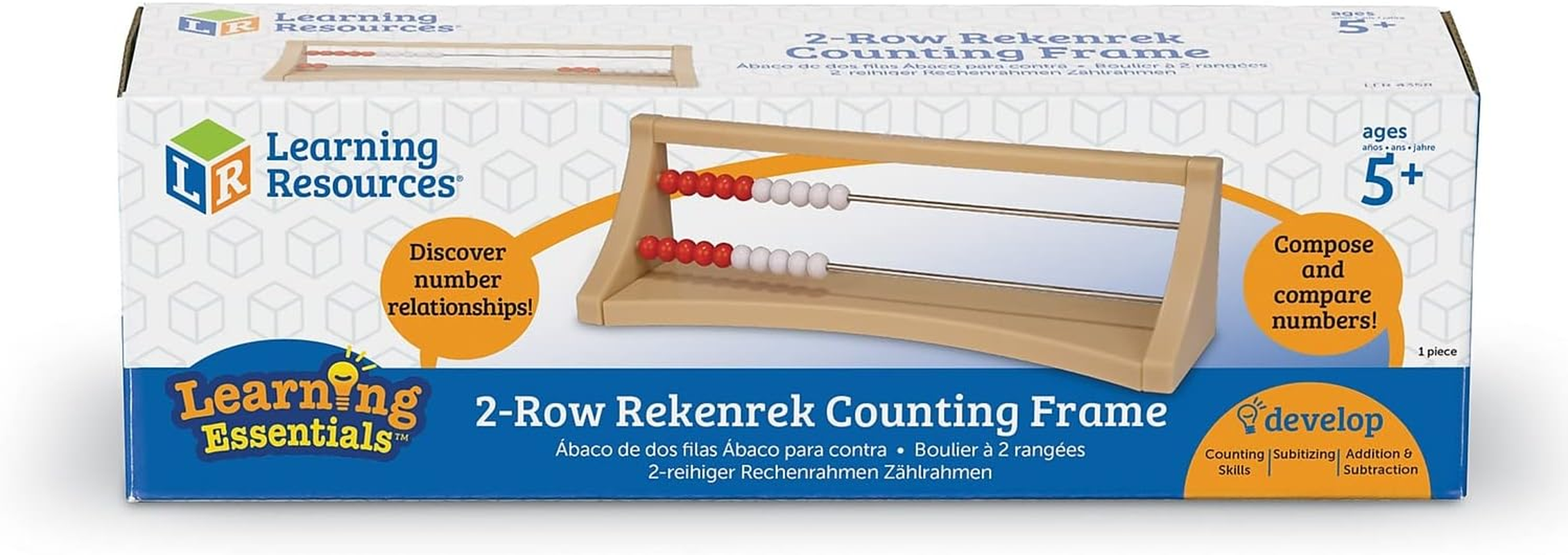 Learning Resources 2-Row Rekenrek Counting Frame, Early Math Skills, Addition/Subtraction, Ages 5+ image number 1