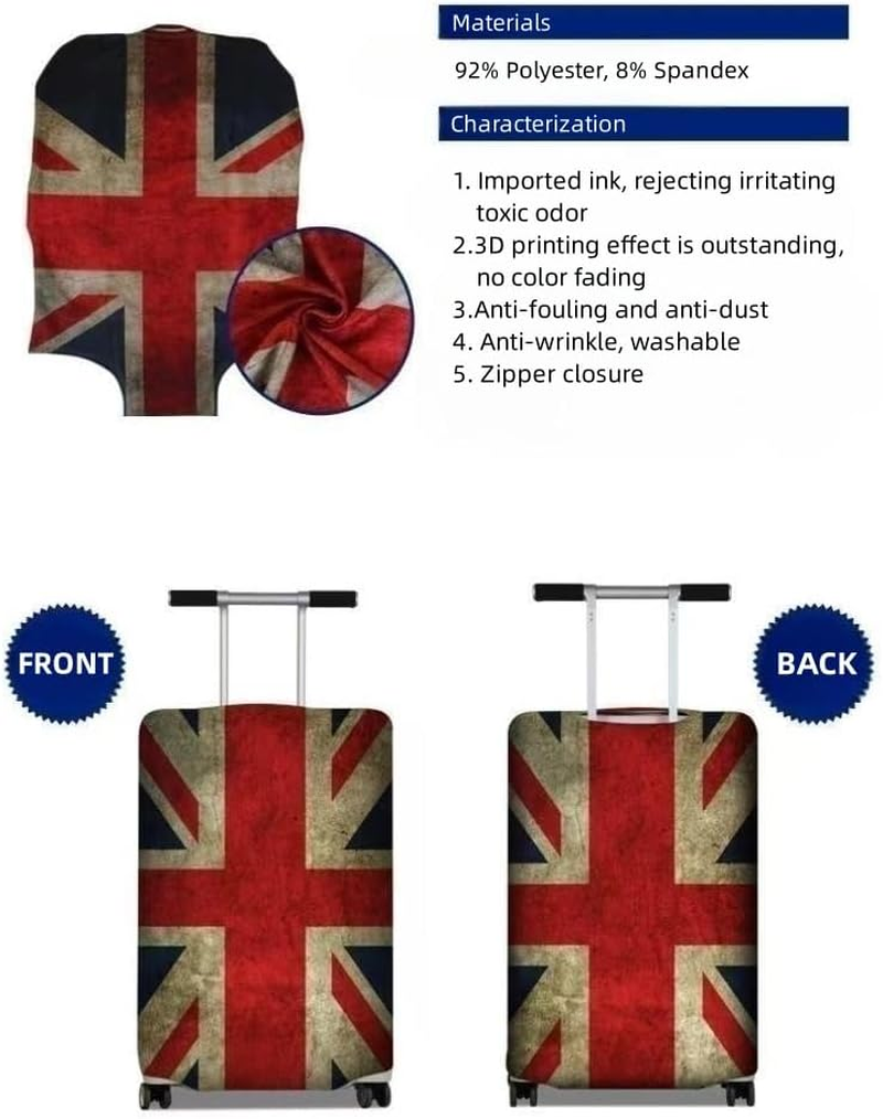 Fonefunshop Union Jack Elasticated Protective Skin Cover for Medium 22" - 26" Suitcase, Red White Blue image number 2