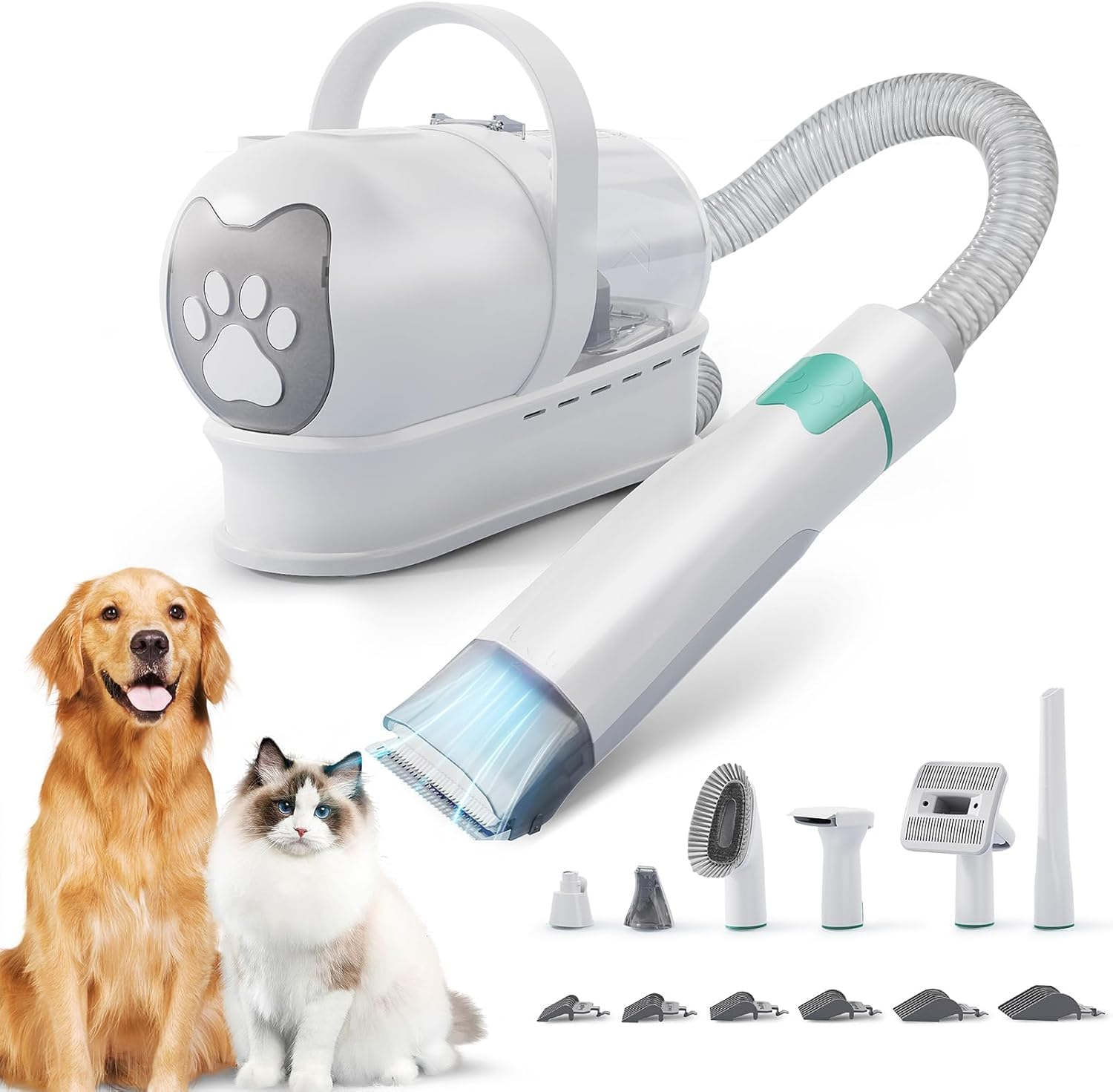 Homodoskey Dog Grooming Kit & Vacuum, Pet Clippers with 6 Pet Grooming Tools, Pet Grooming Vacuum for Dogs Cats Shedding Grooming image number 4