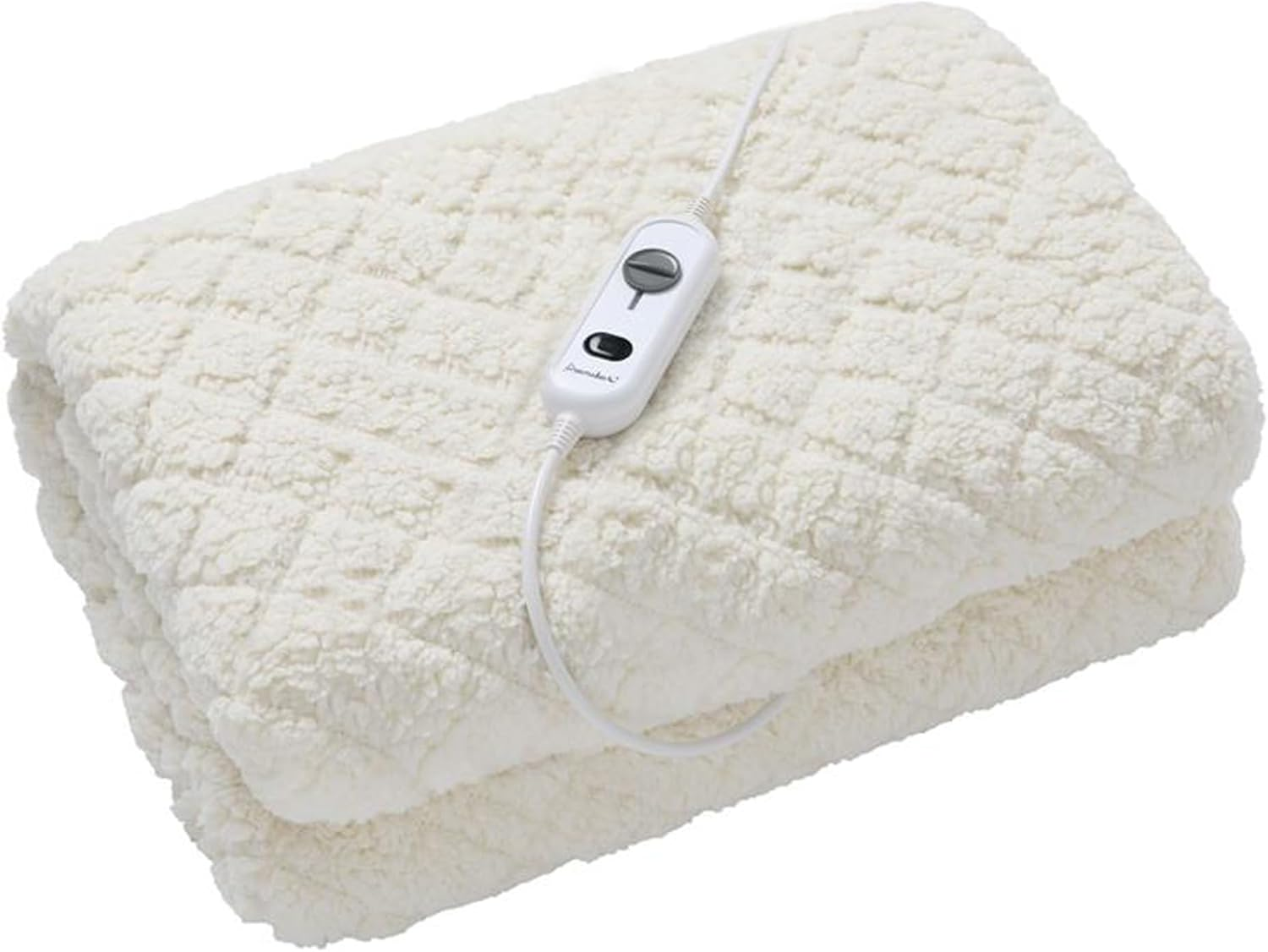 Dreamaker Quilted Sherpa Fleece 420GSM Fitted Electric Blanket, Safety Overheat Protection, 3 Heat Setting, Fast Heating, Machine Washable White Single Bed image number 3